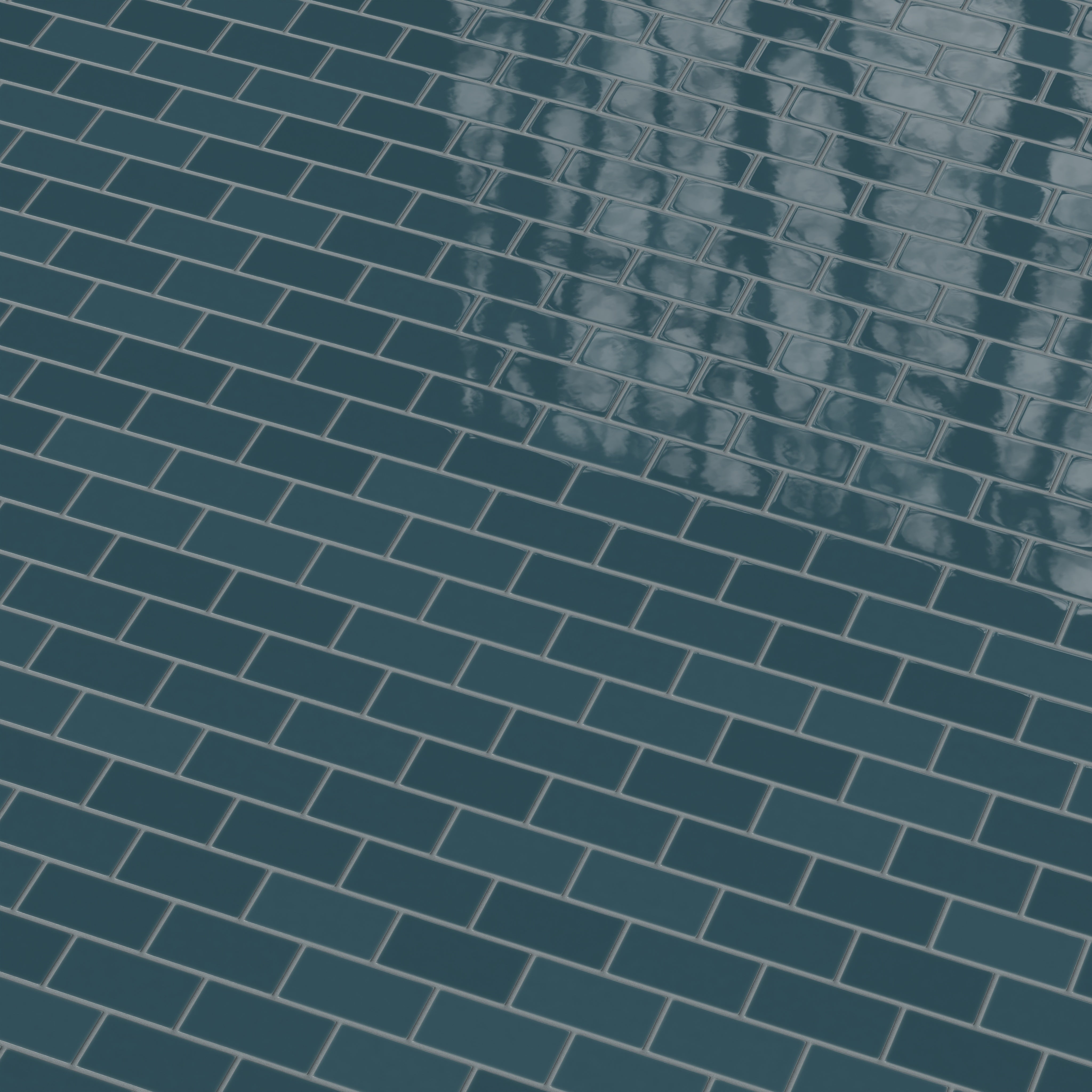 2x4 Half Offset Sheeted Natural Press Ceramic Mosaic Tile in King Tide Gloss