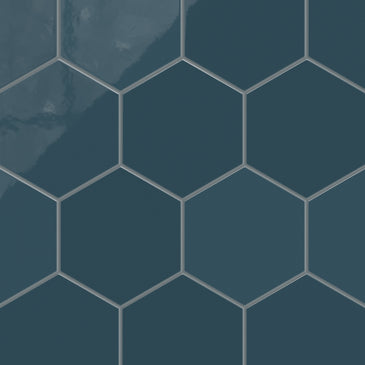 8" Hexagon Natural Press Ceramic Tile in King Tide Gloss