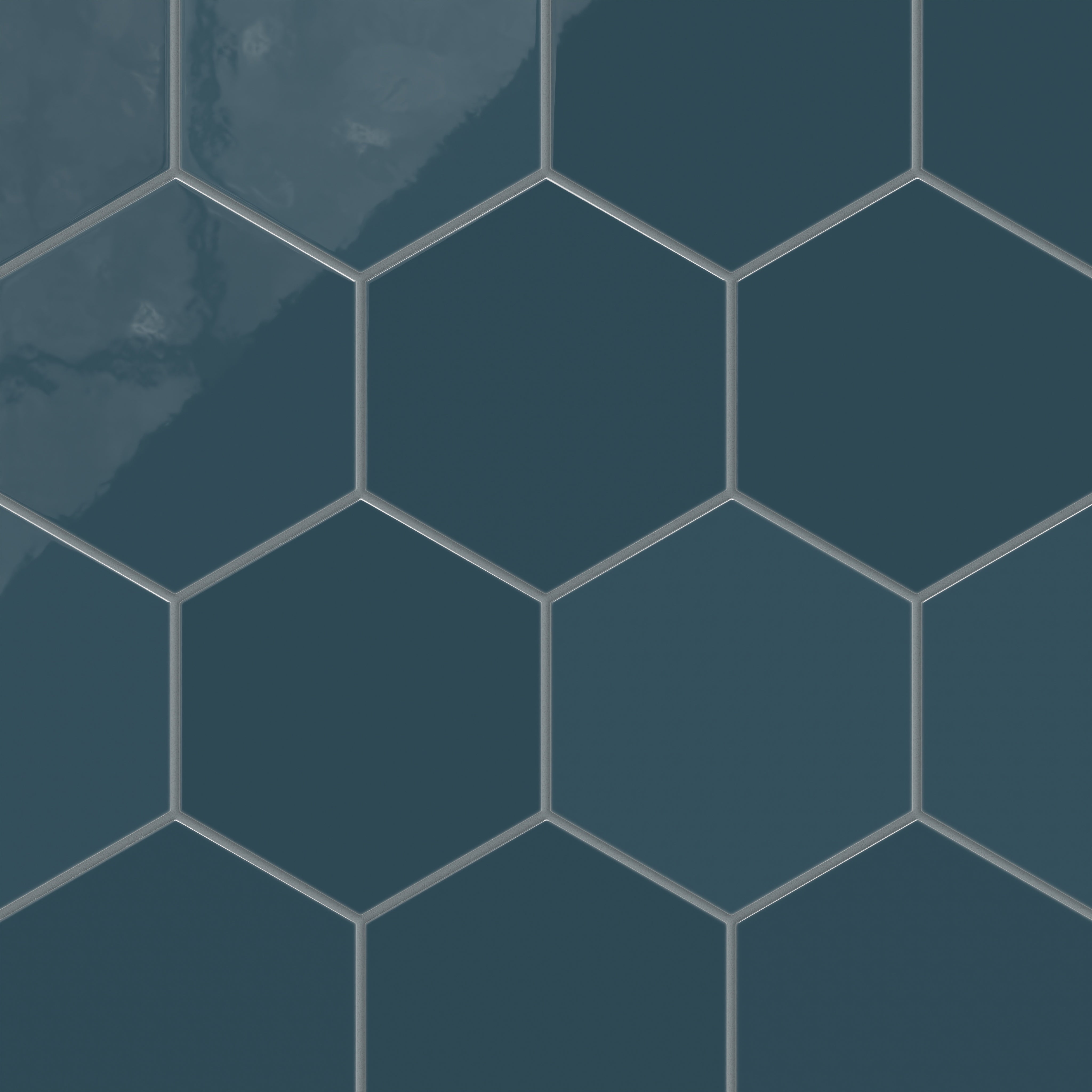 8" Hexagon Natural Press Ceramic Tile in King Tide Gloss