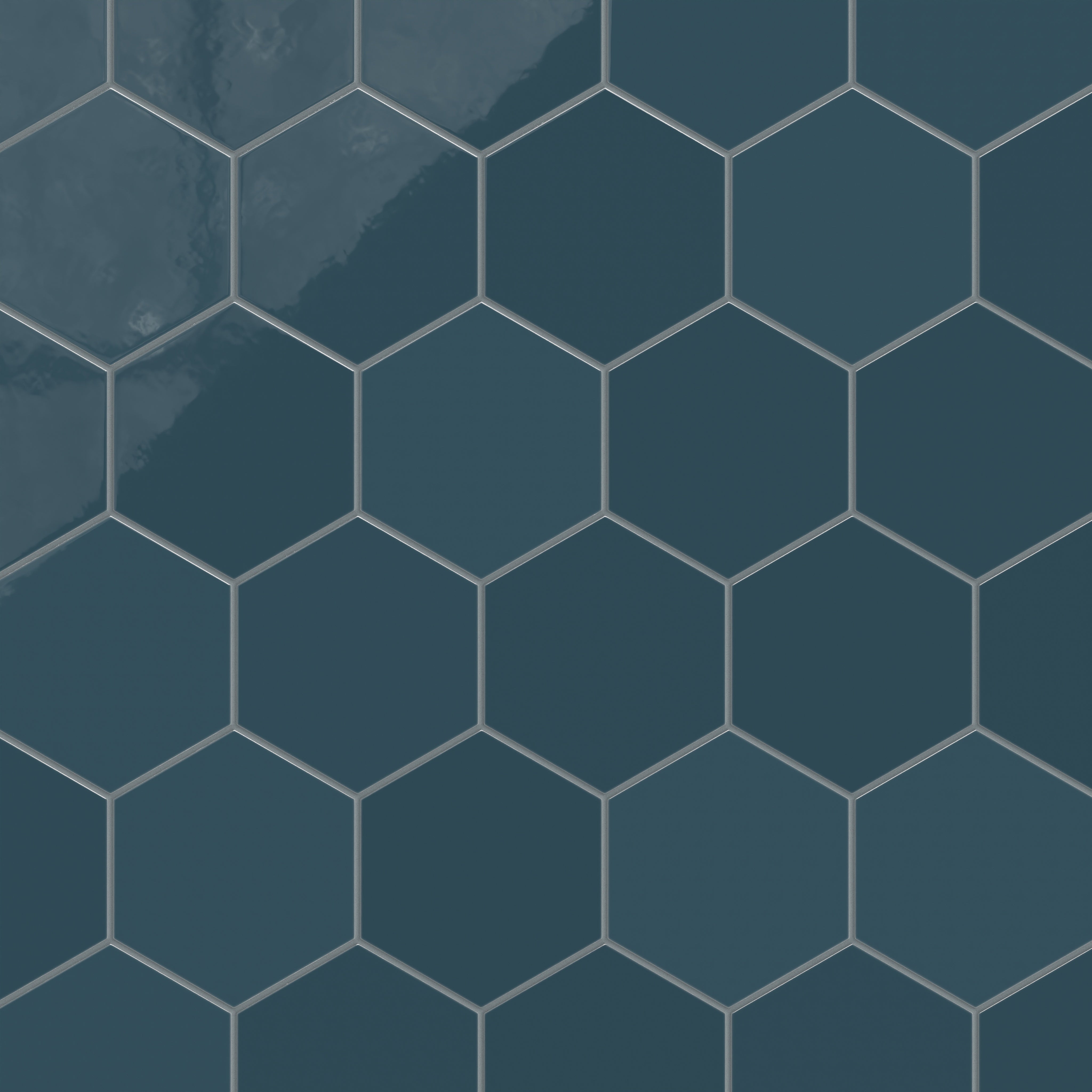 8" Hexagon Natural Press Ceramic Tile in King Tide Gloss