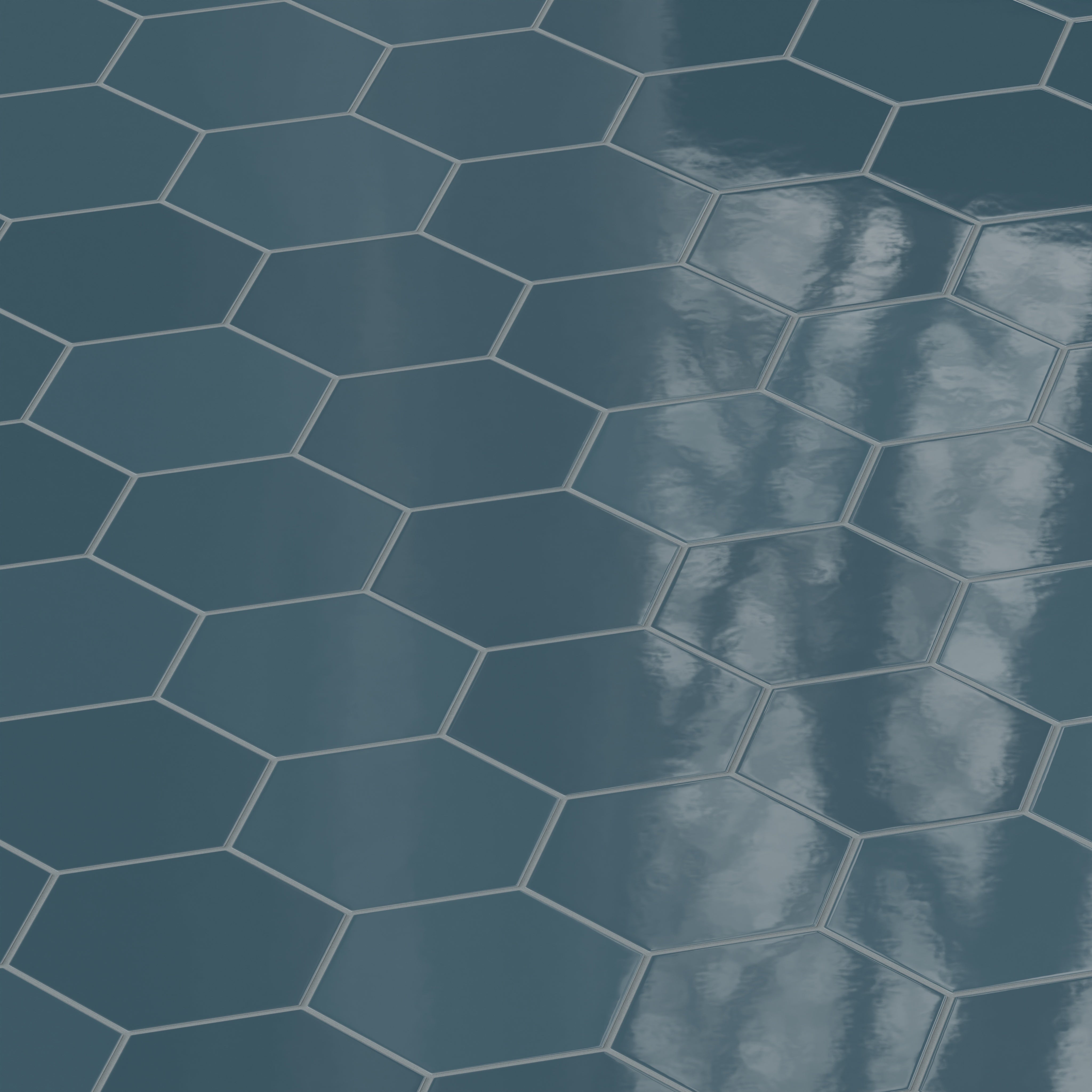 8" Hexagon Natural Press Ceramic Tile in King Tide Gloss