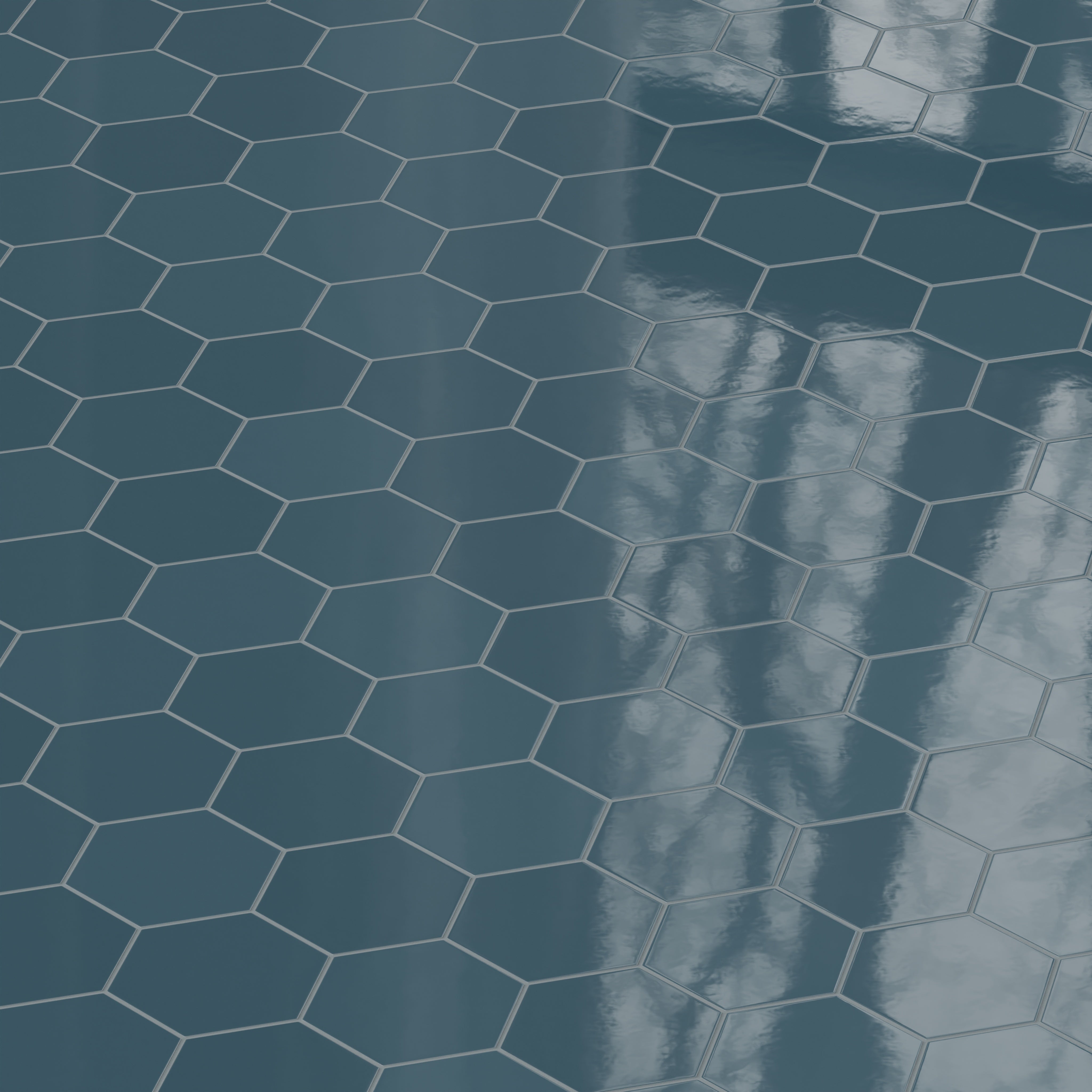 8" Hexagon Natural Press Ceramic Tile in King Tide Gloss