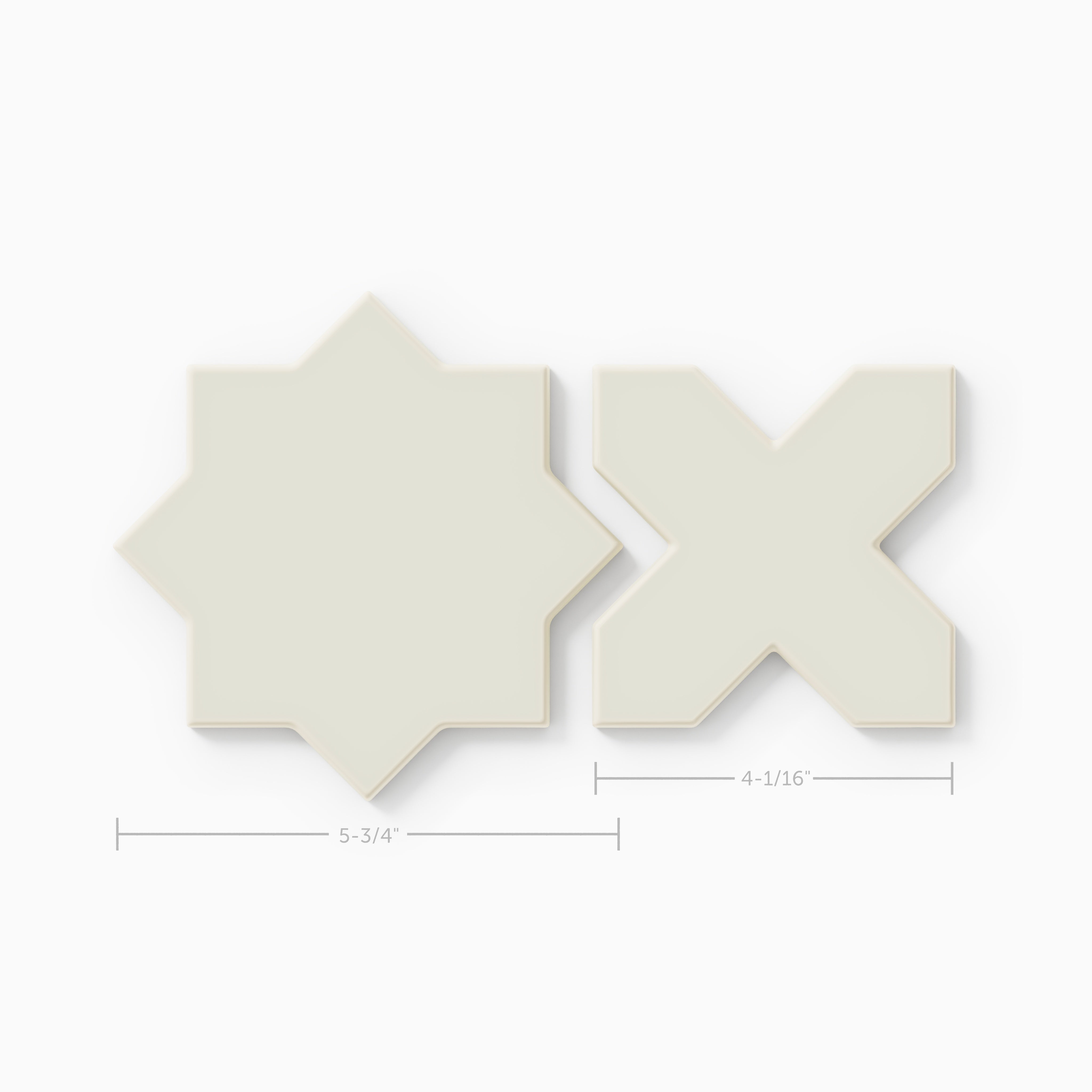 Mini Star & Cross Original Ceramic Tile in Limewash Matte