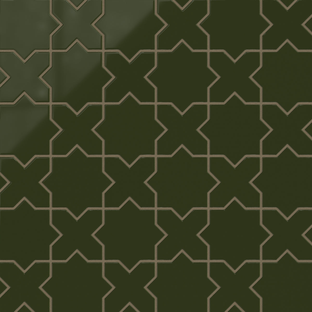 Mini Star & Cross Original Ceramic Tile in Lone Pine Gloss