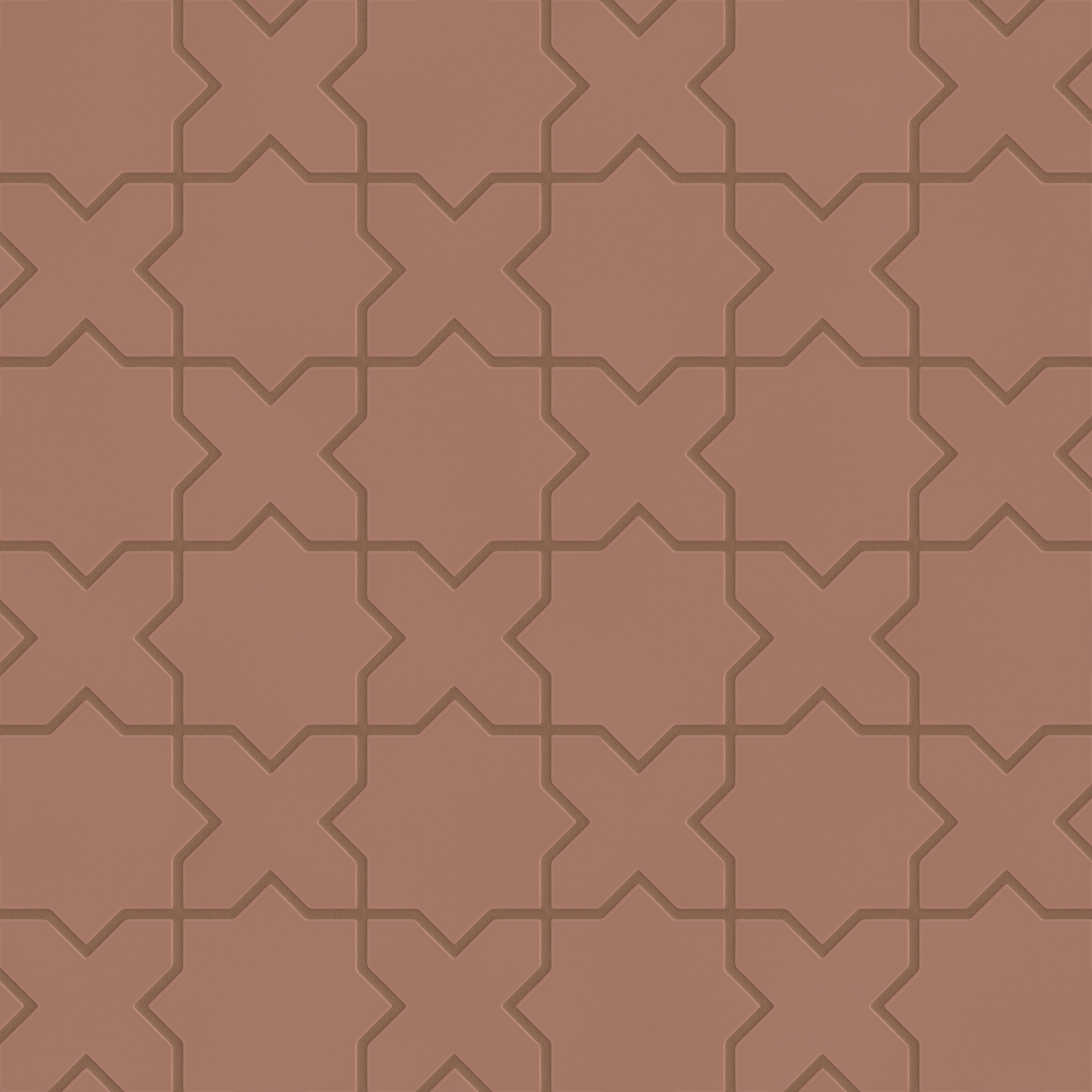 Mini Star & Cross Original Ceramic Tile in Mauve Matte