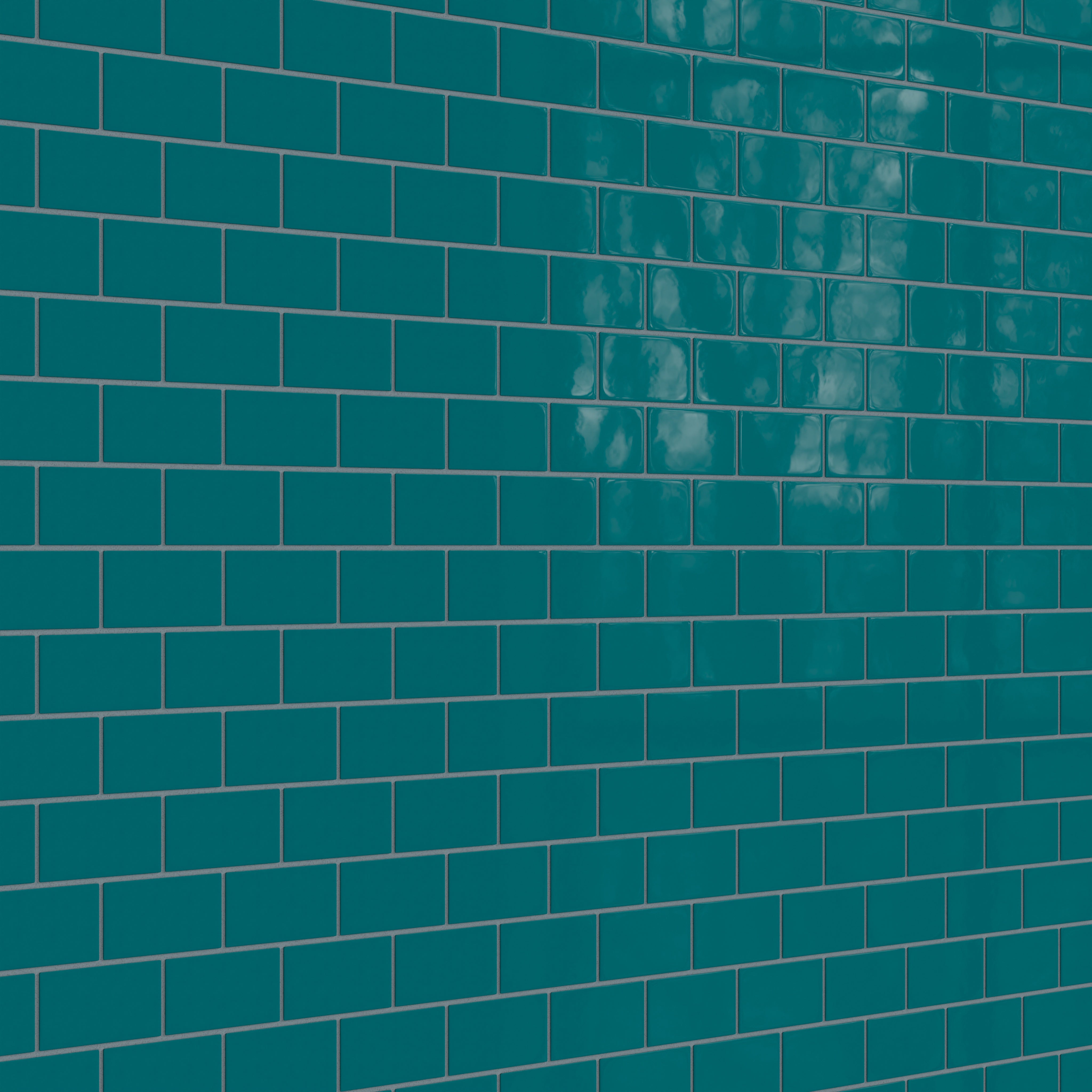 2x4 Half Offset Sheeted Natural Press Ceramic Mosaic Tile in Maya Blue Gloss