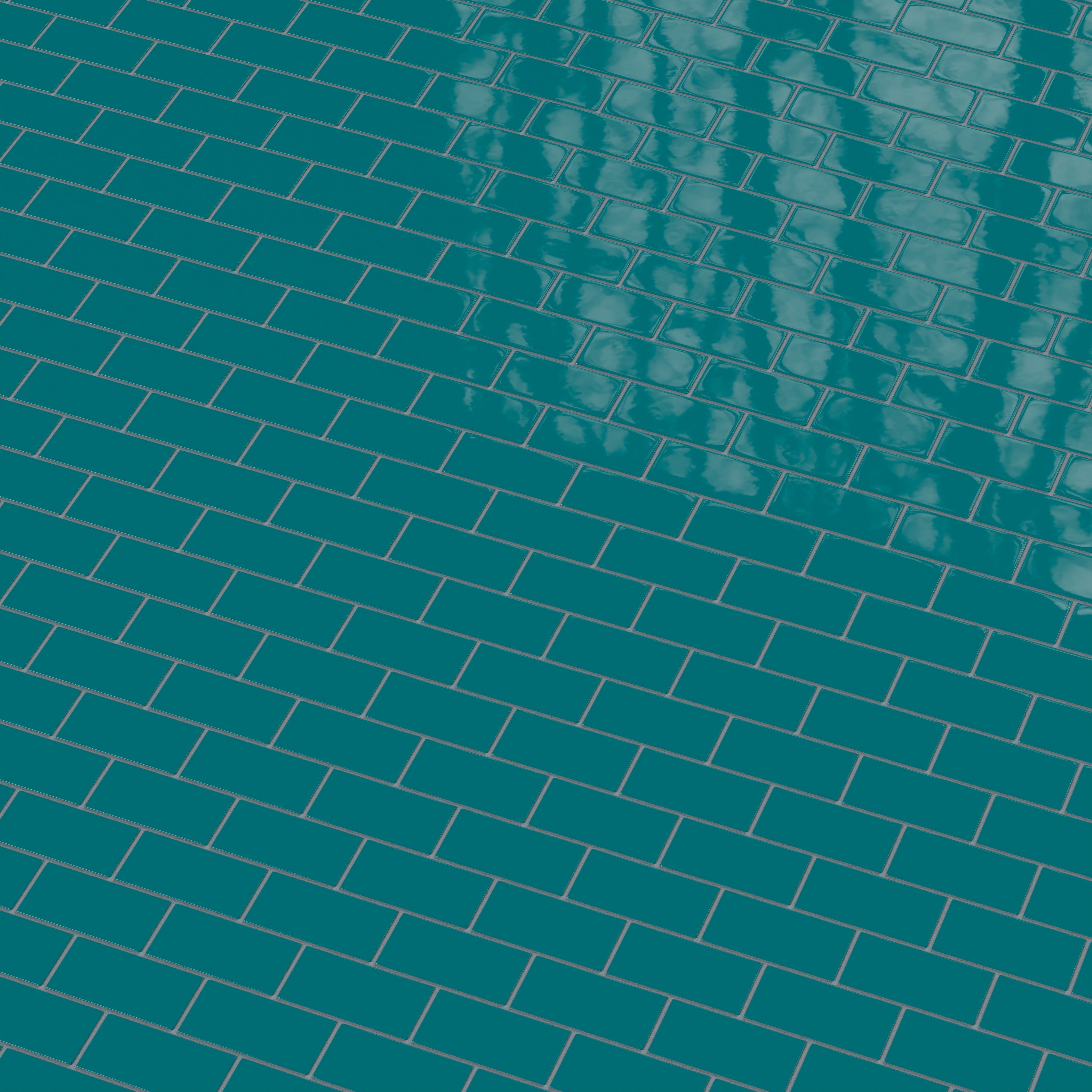 2x4 Half Offset Sheeted Natural Press Ceramic Mosaic Tile in Maya Blue Gloss