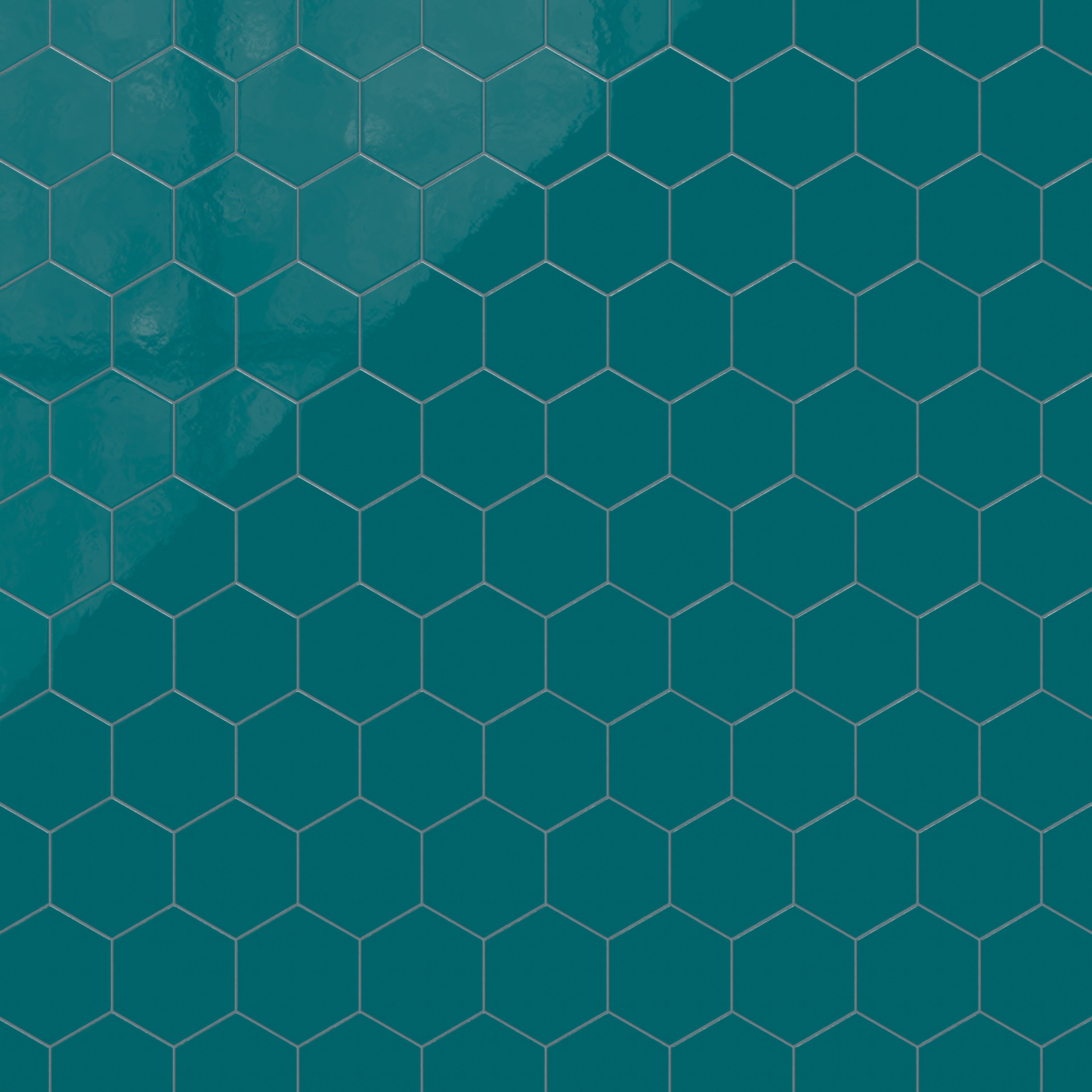 8" Hexagon Natural Press Ceramic Tile in Maya Blue Gloss