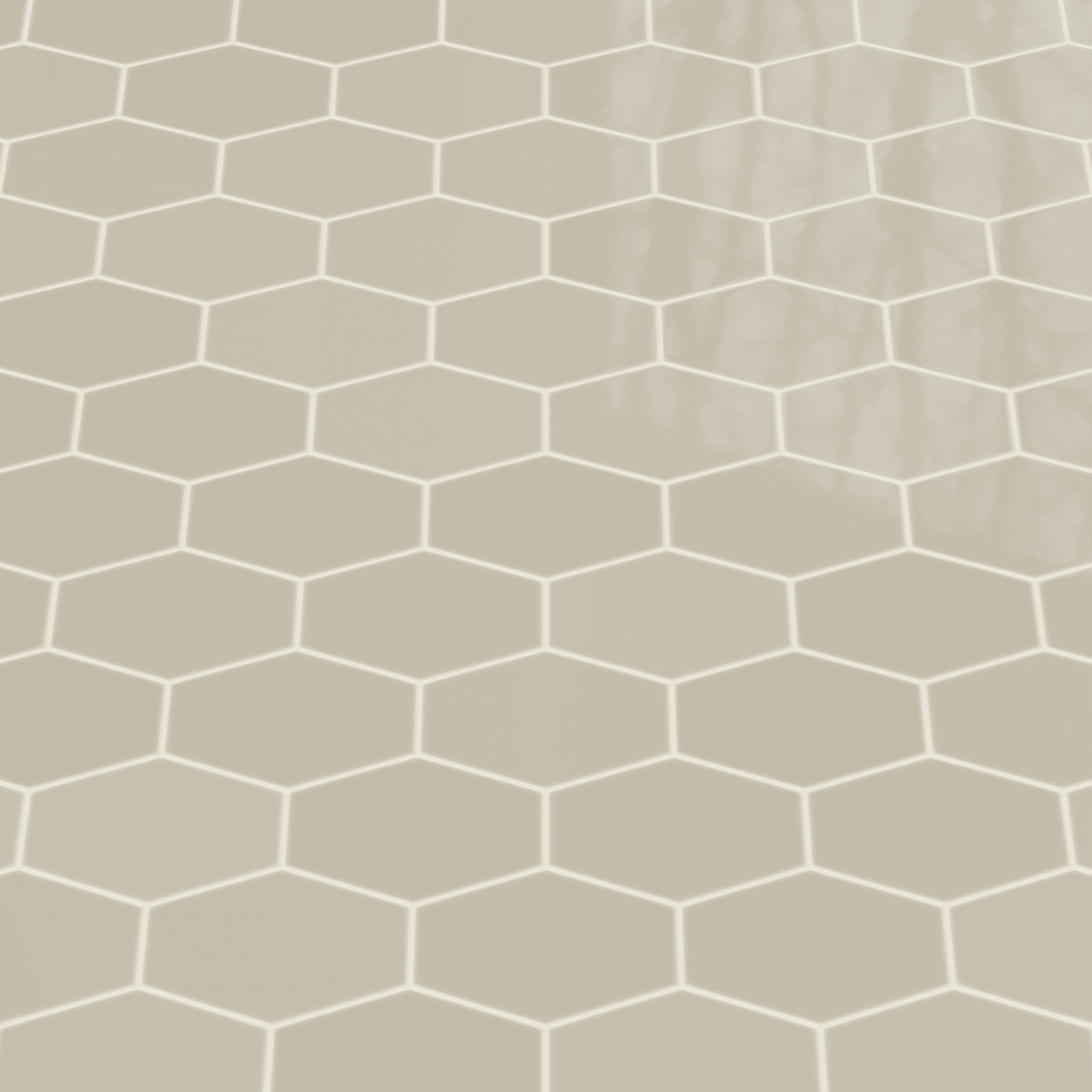 Elongated Hexagon Natural Press Ceramic Tile in Morel Gloss
