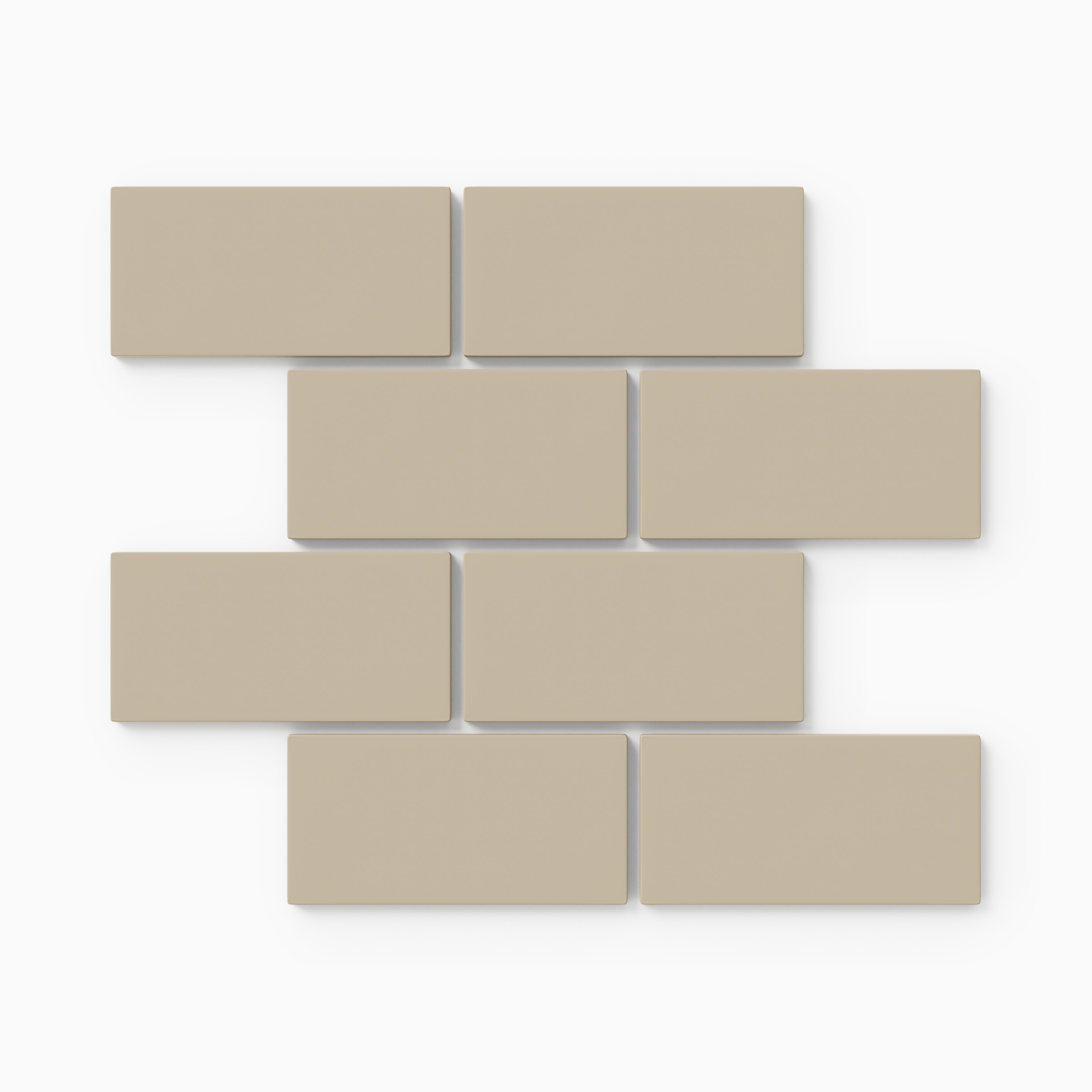 2x4 Half Offset Sheeted Natural Press Ceramic Mosaic Tile in Morel Matte