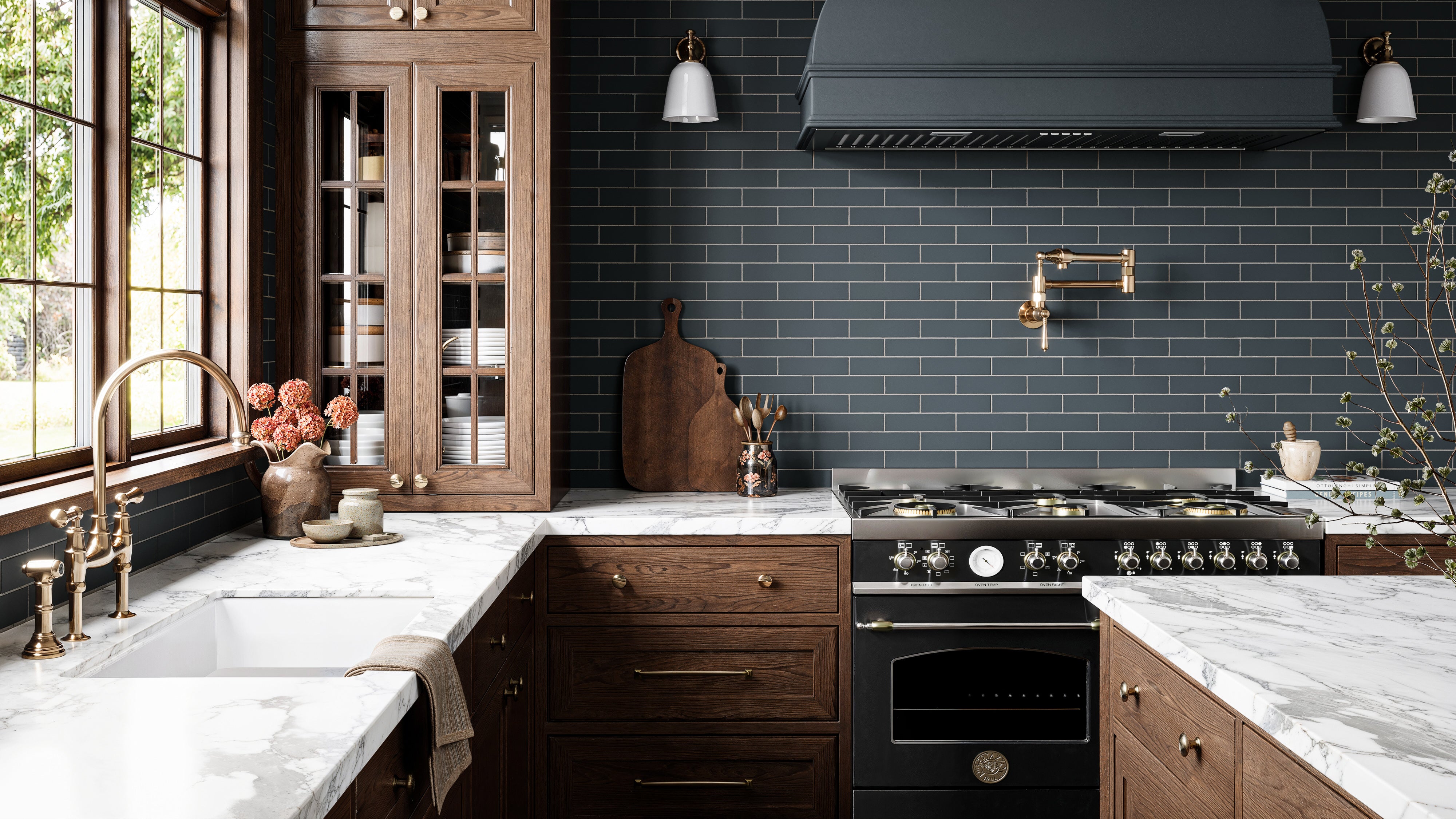 2x8 Natural Press Ceramic Tile in Indigo Matte