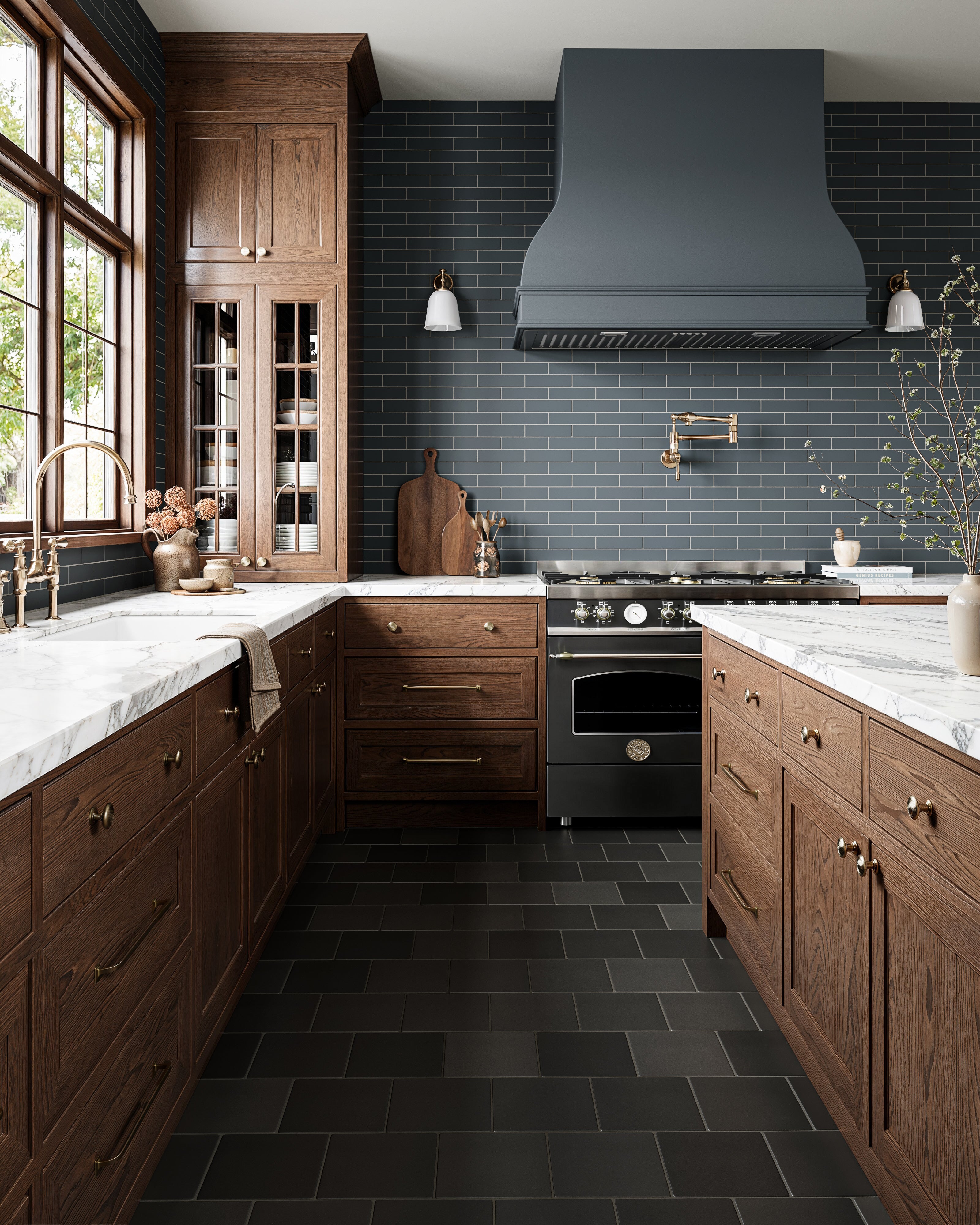 2x8 Natural Press Ceramic Tile in Indigo Matte