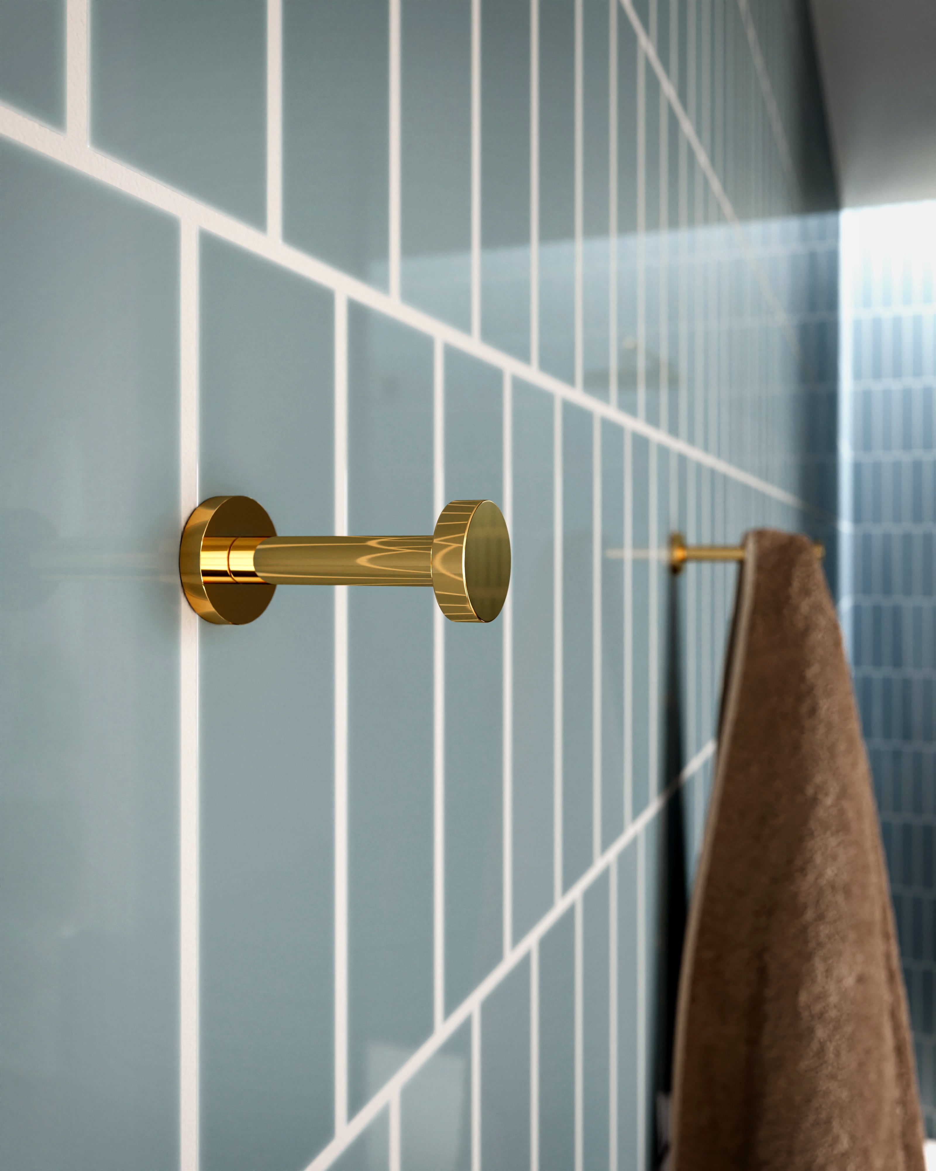 Flatiron Round Robe Hook in Polished Brass