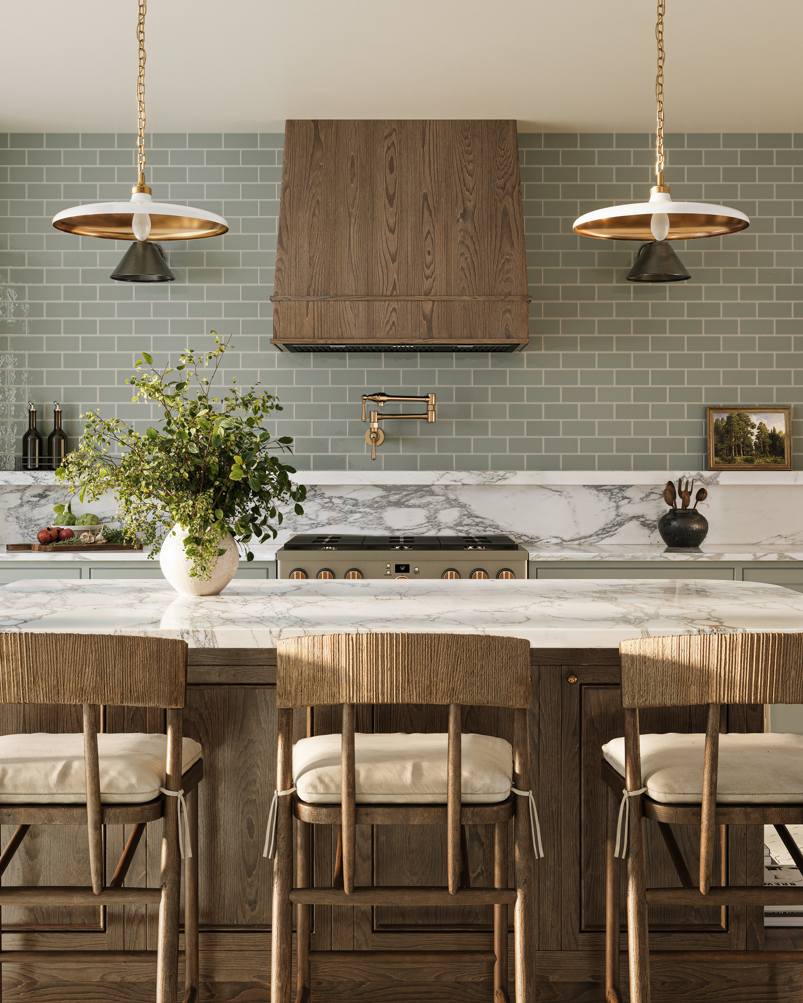 3x6 Natural Press Ceramic Tile in Fern Gloss
