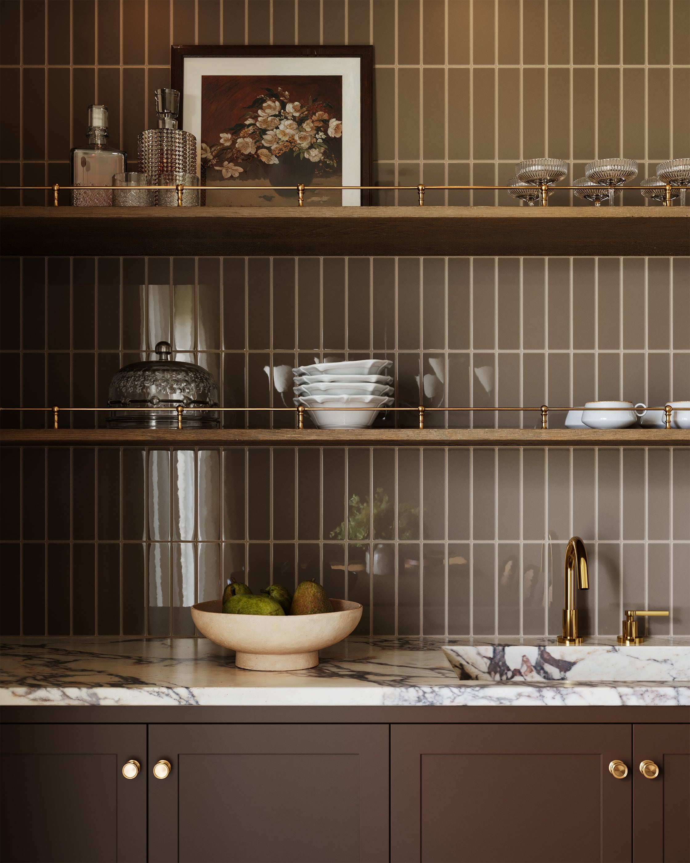 2x8 Natural Press Tile in Otter Gloss