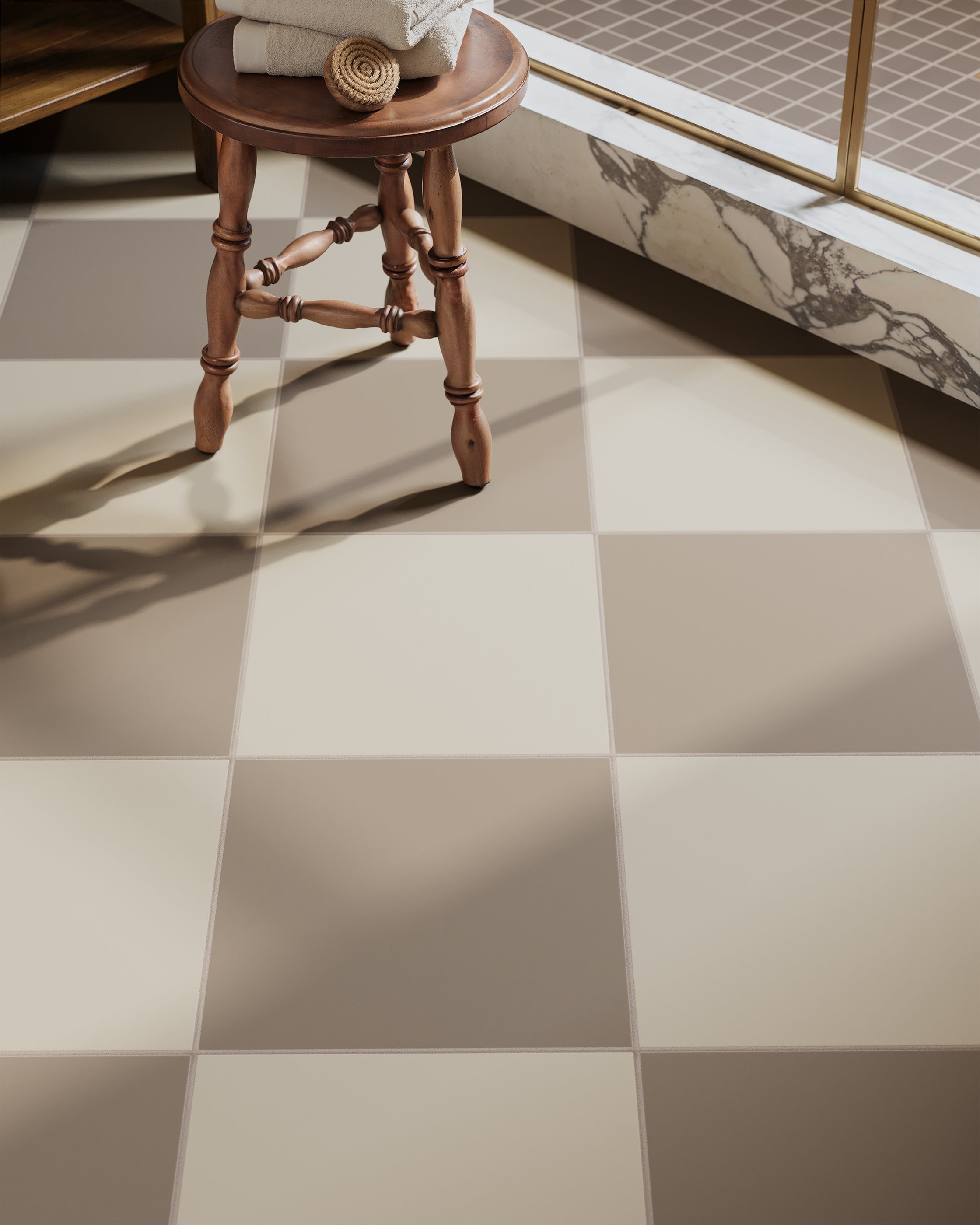 12x12 Natural Press Ceramic Tile in Morel and Sawtooth Matte