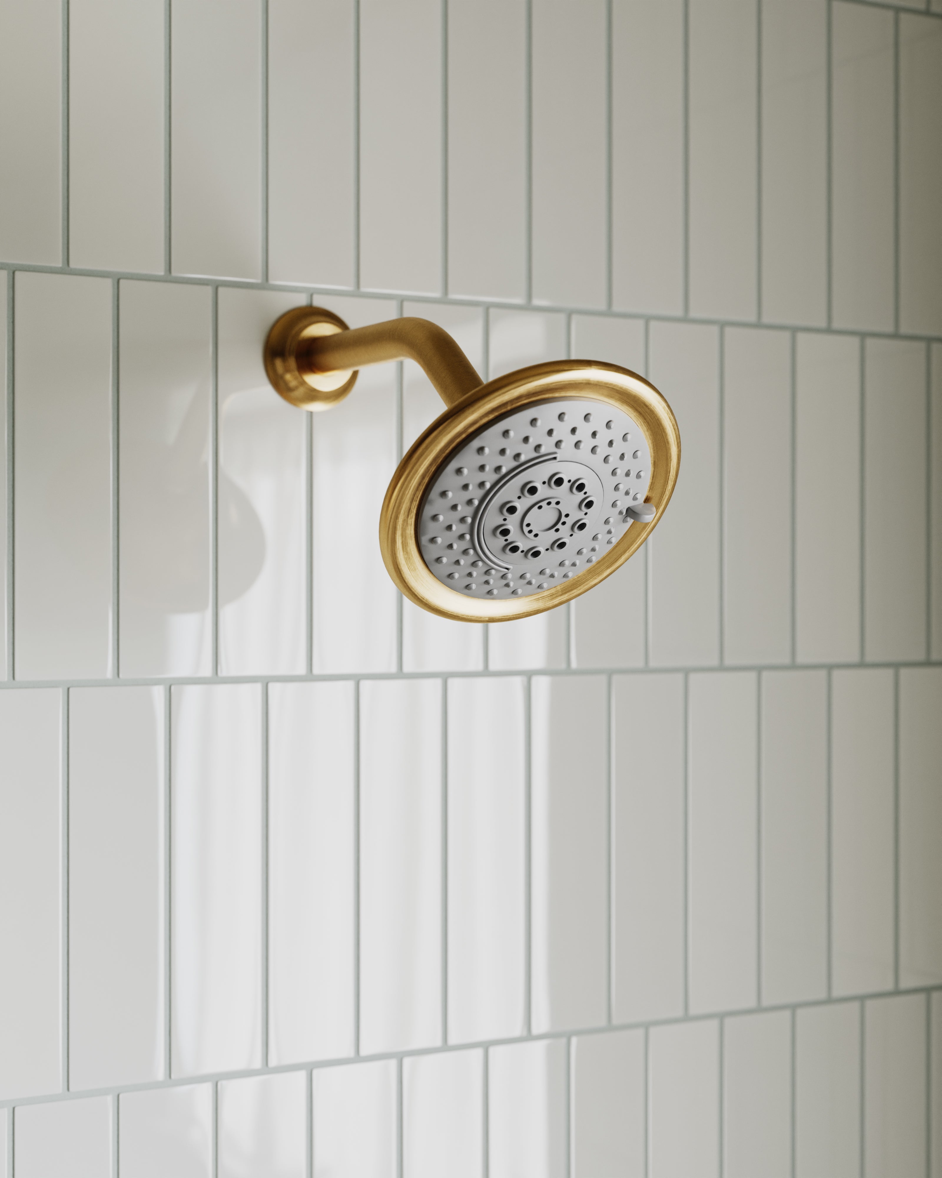 Shower Traditional Multi-Function Shower Head in Satin Brass