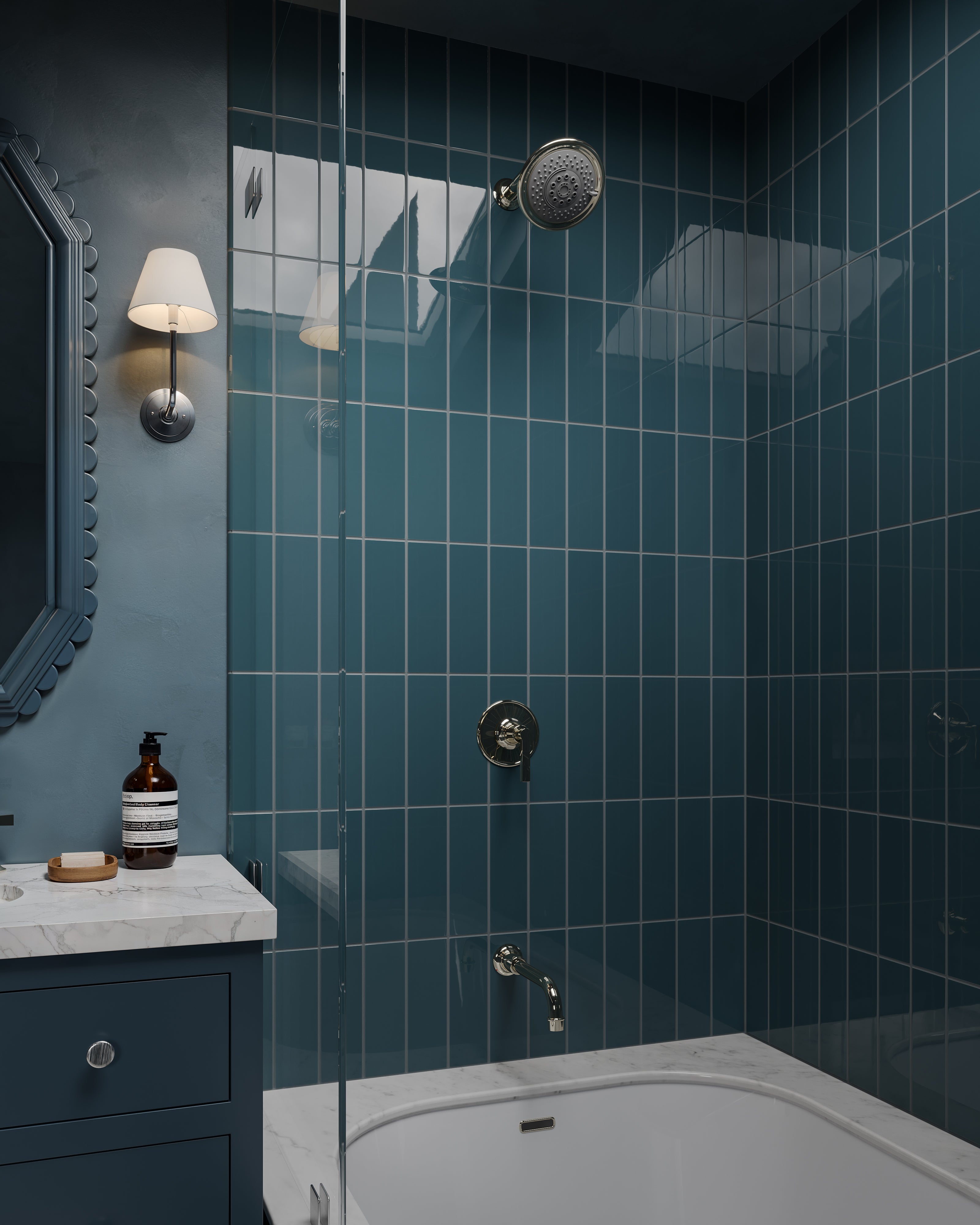 3x9 Natural Press Ceramic Tile in King Tide Gloss
