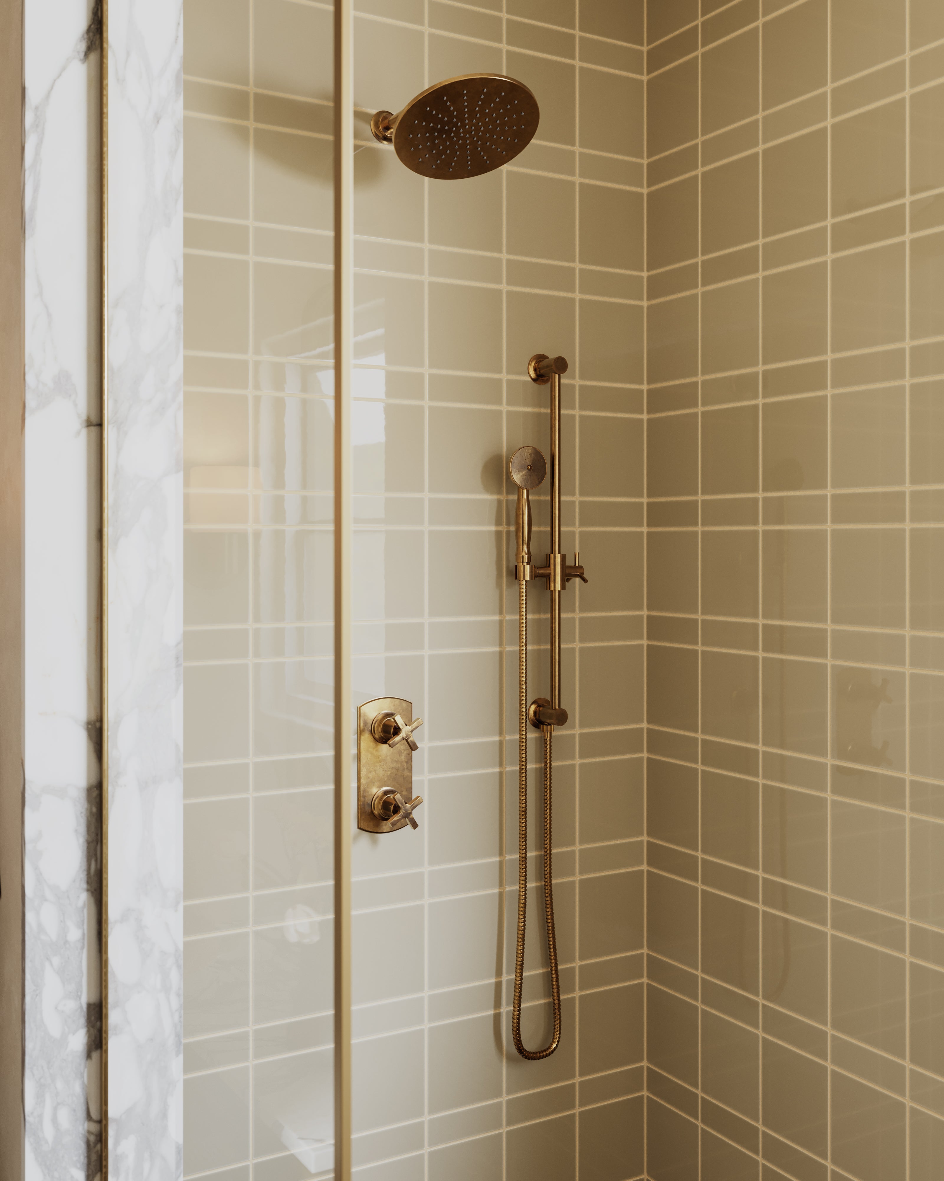 2x6 Natural Press Ceramic Tile in Morel Gloss