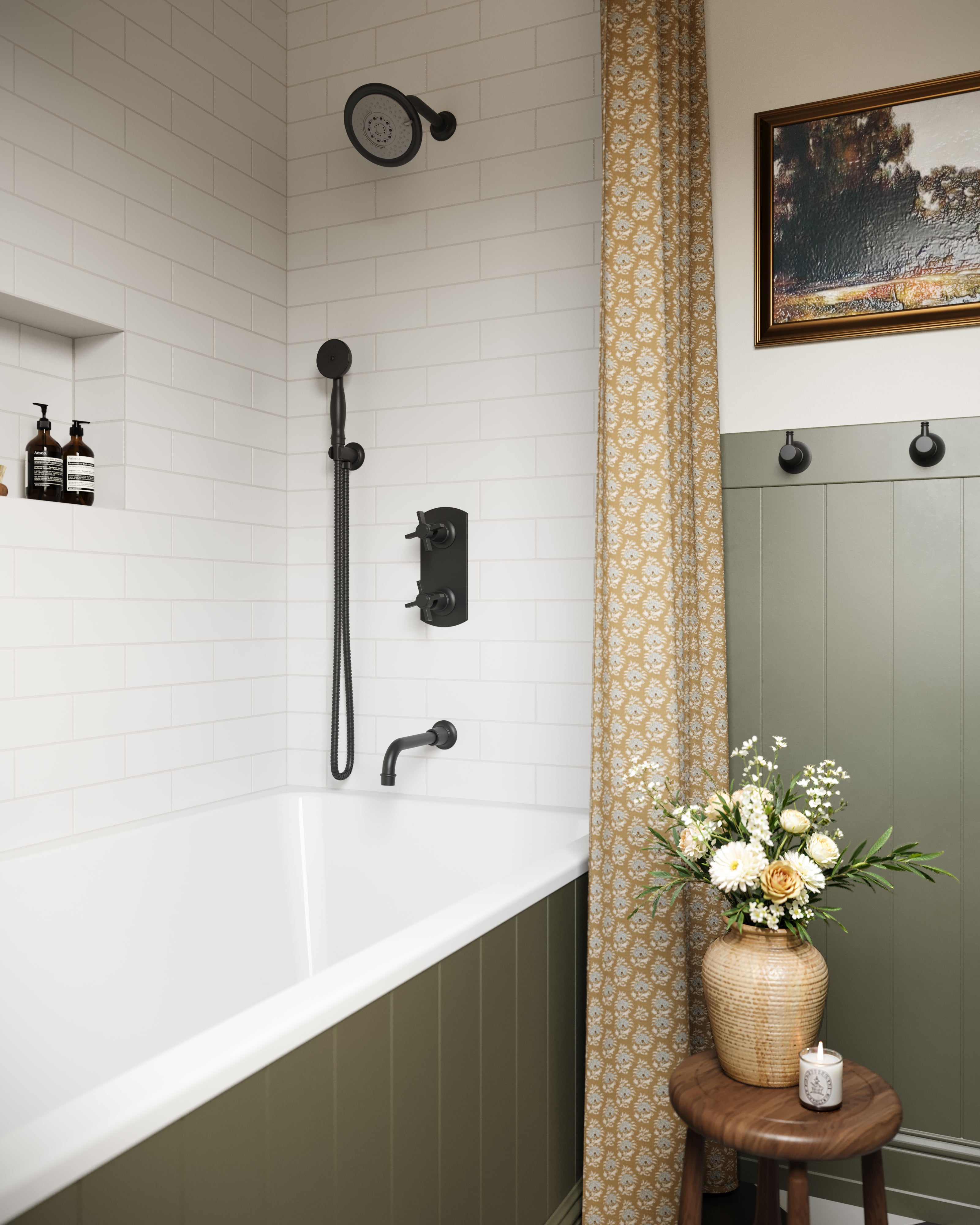 Emerson 45-Degree 8" Shower Arm with Flange in Matte Black