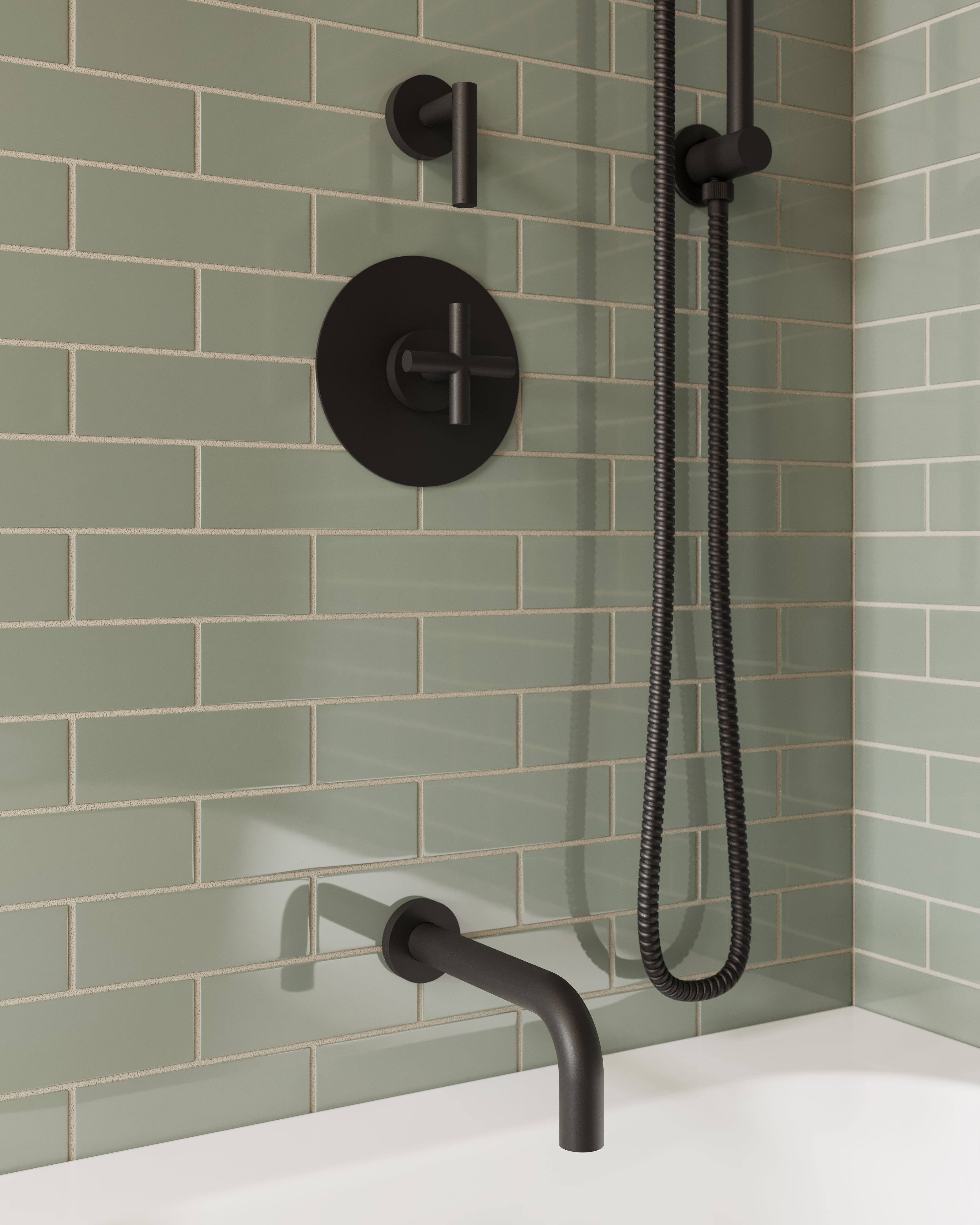 2x6 Natural Press Ceramic Tile in Terre Verte Gloss