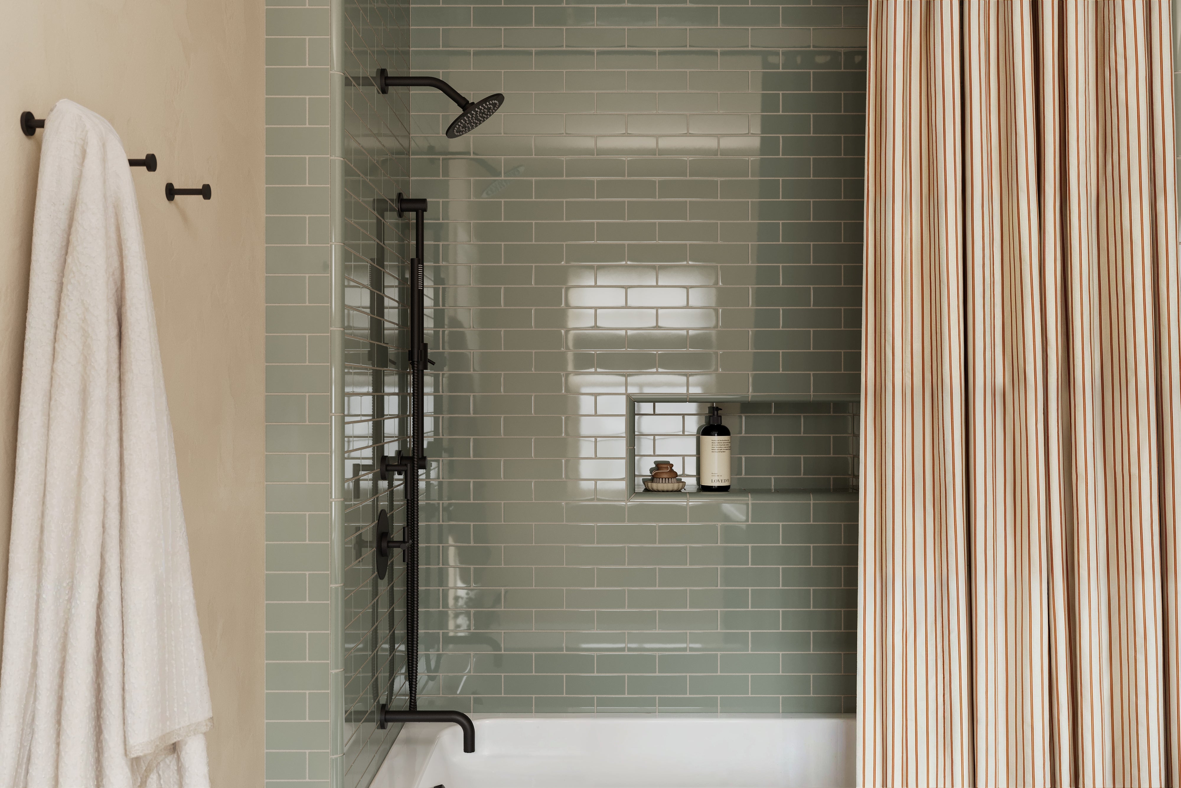 2x6 Natural Press Ceramic Tile in Terre Verte Gloss