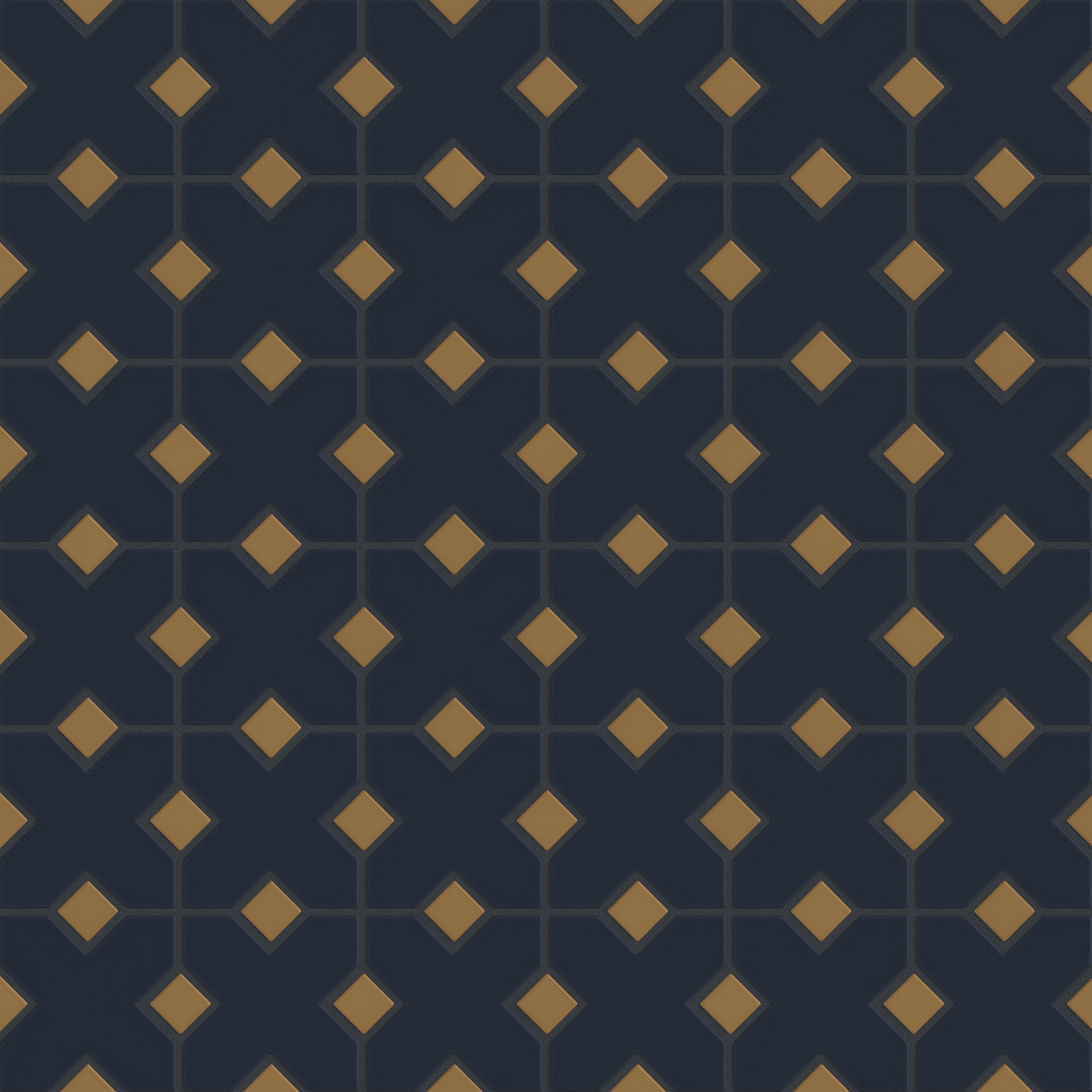 Hacienda Sheeted Original Ceramic Tile in Navy Blue Matte & Chaparral Matte