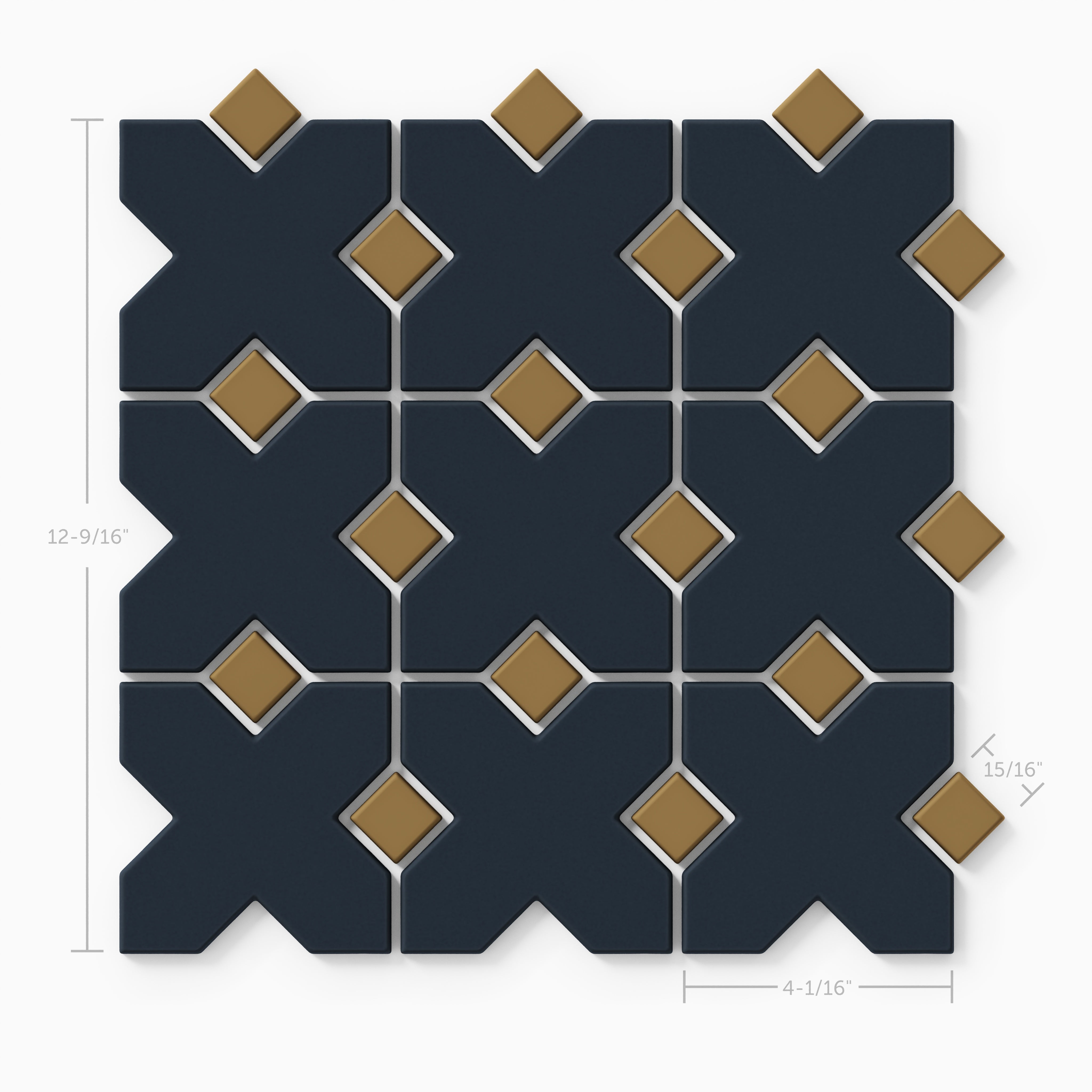 Hacienda Sheeted Original Ceramic Tile in Navy Blue Matte & Chaparral Matte
