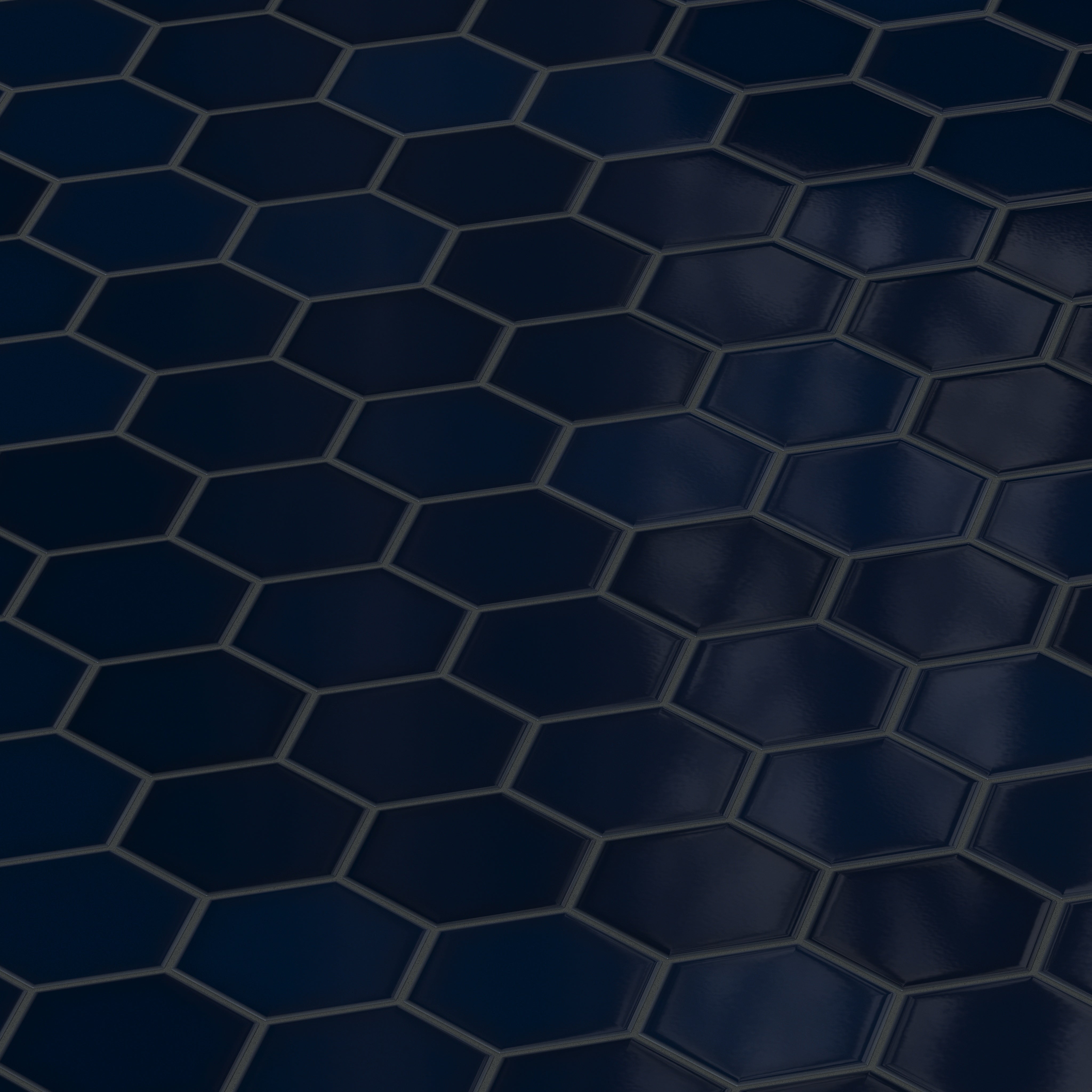 6" Hexagon Original Ceramic Tile in Navy Blue Gloss