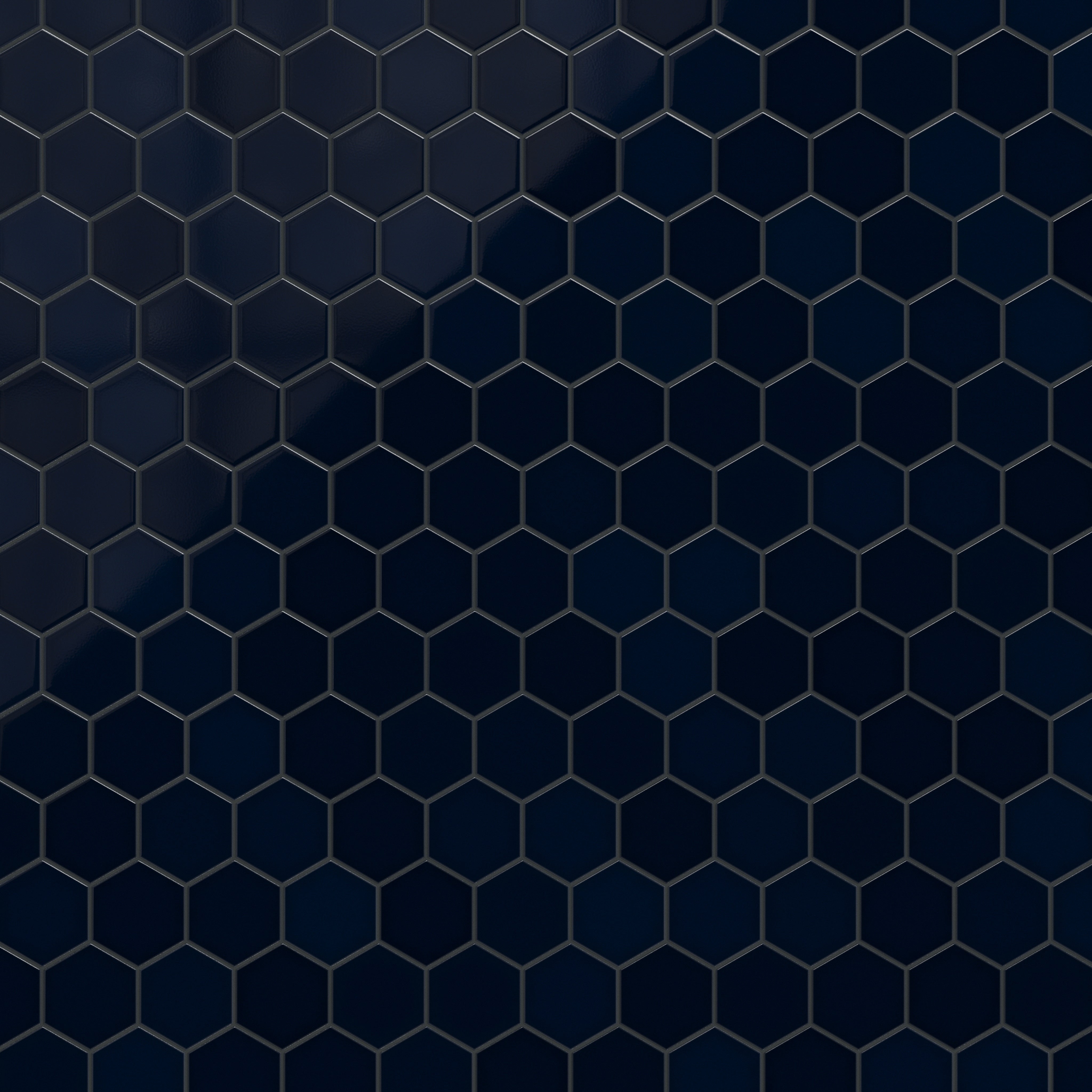 6" Hexagon Original Ceramic Tile in Navy Blue Gloss