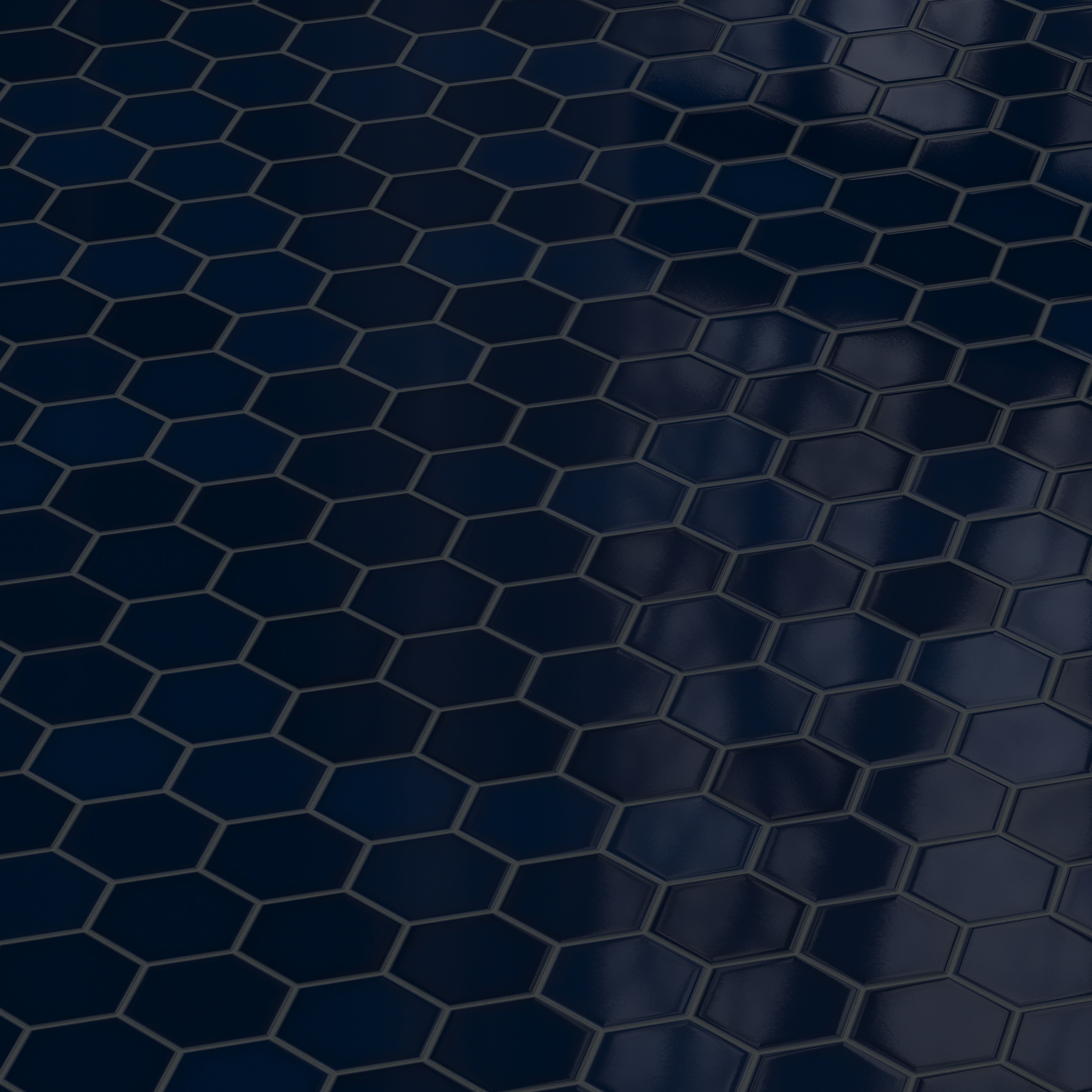 6" Hexagon Original Ceramic Tile in Navy Blue Gloss
