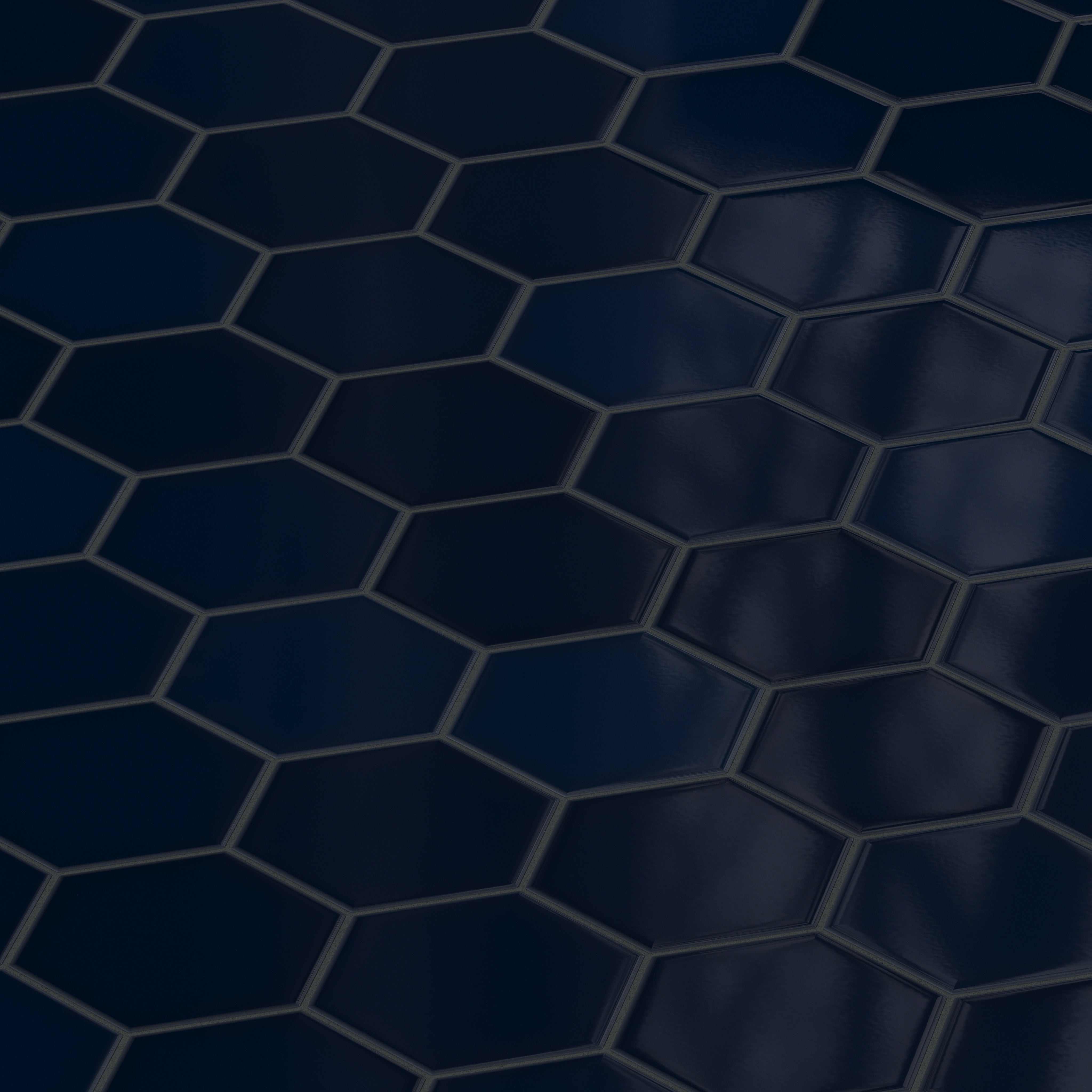 8" Hexagon Original Ceramic Tile in Navy Blue Gloss