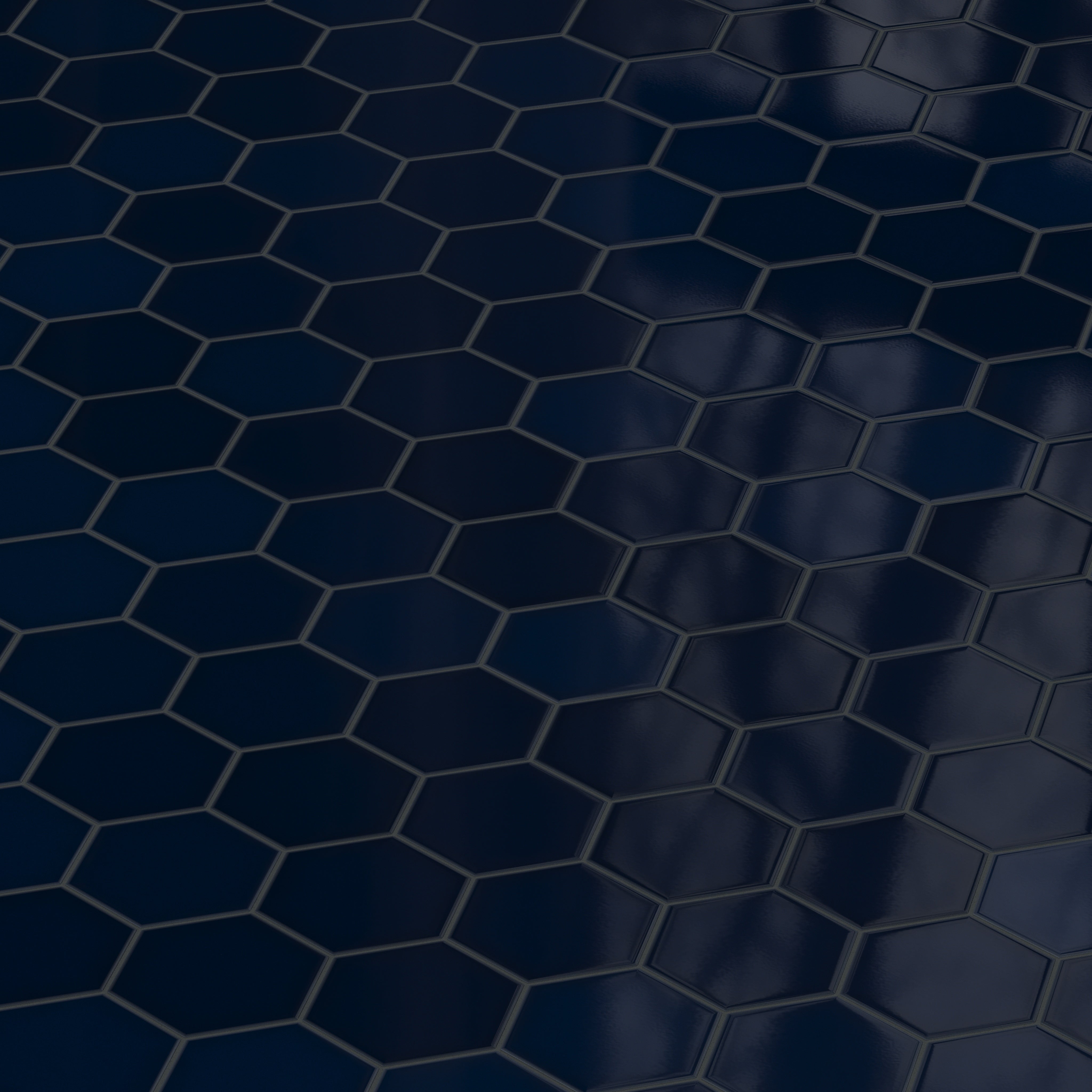 8" Hexagon Original Ceramic Tile in Navy Blue Gloss