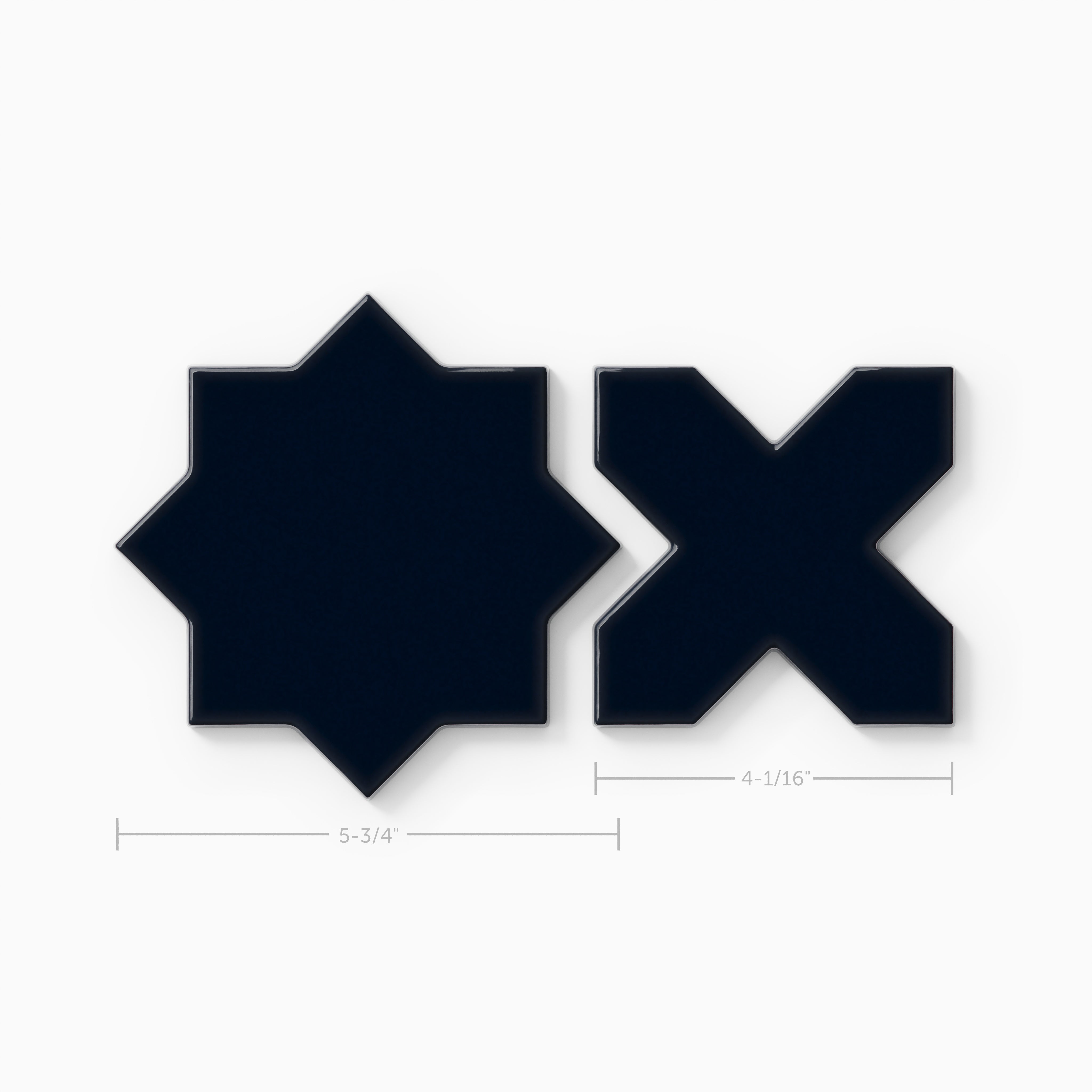 Mini Star & Cross Original Ceramic Tile in Navy Blue Gloss