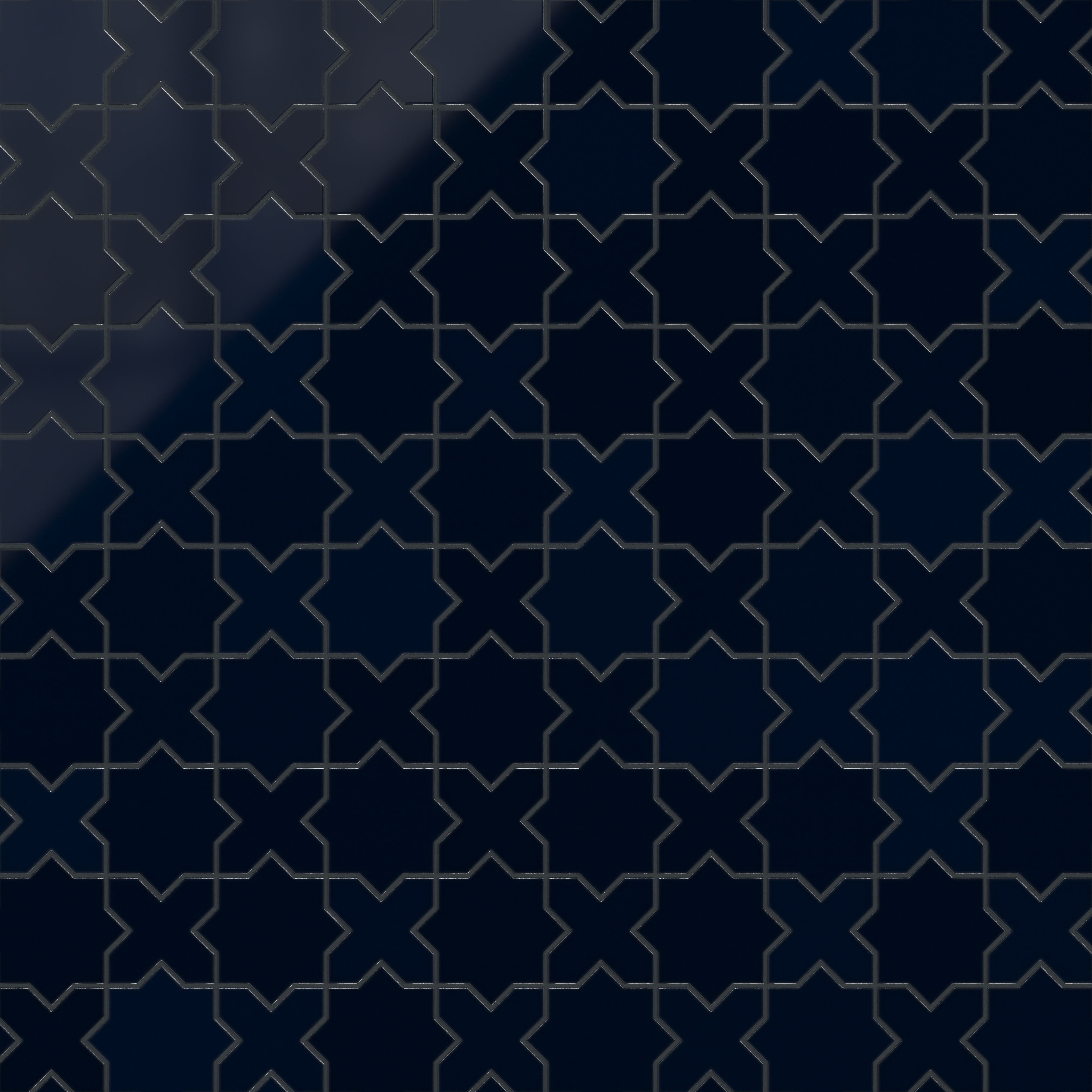 Star & Cross Original Ceramic Tile in Navy Blue Gloss
