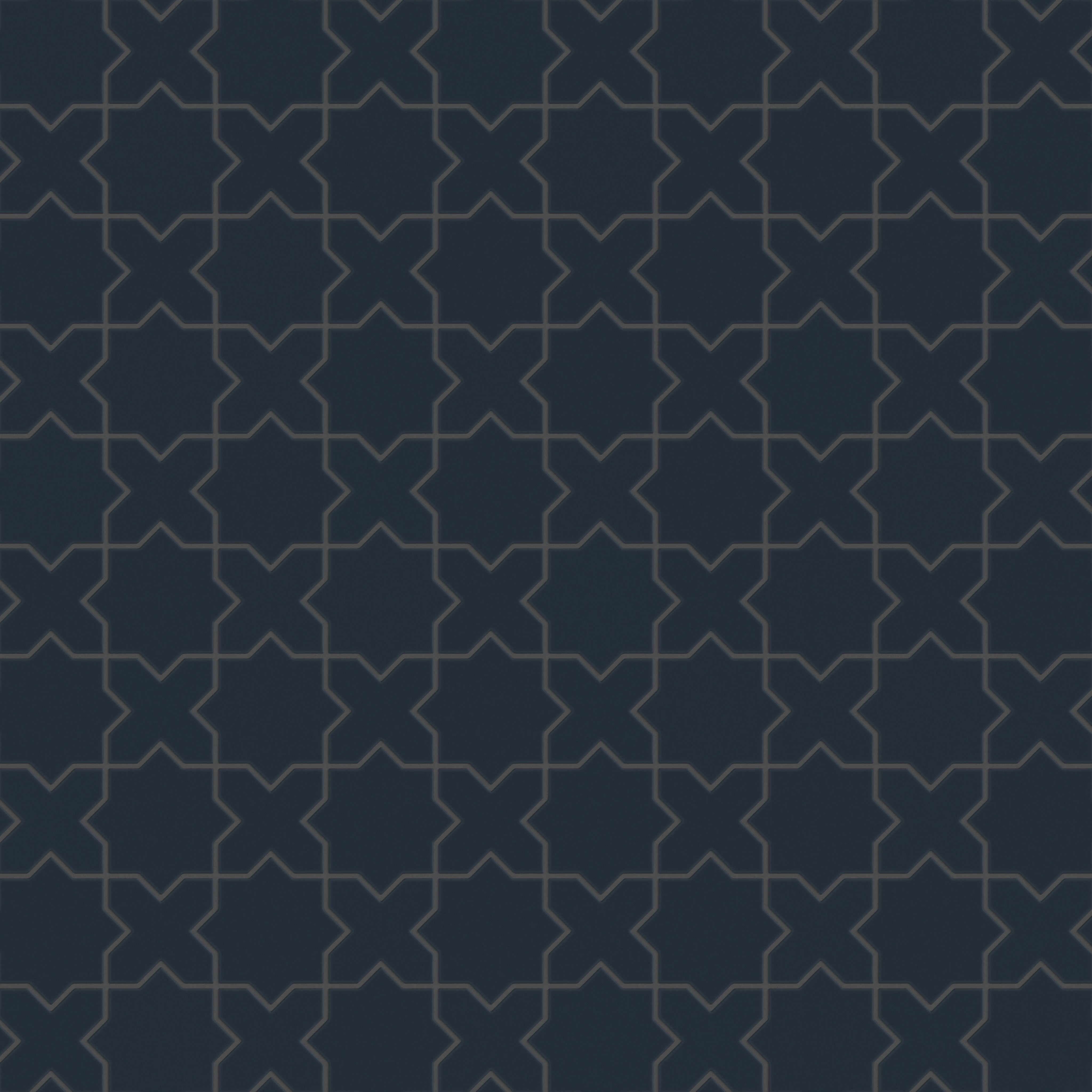 Mini Star & Cross Original Ceramic Tile in Navy Blue Matte