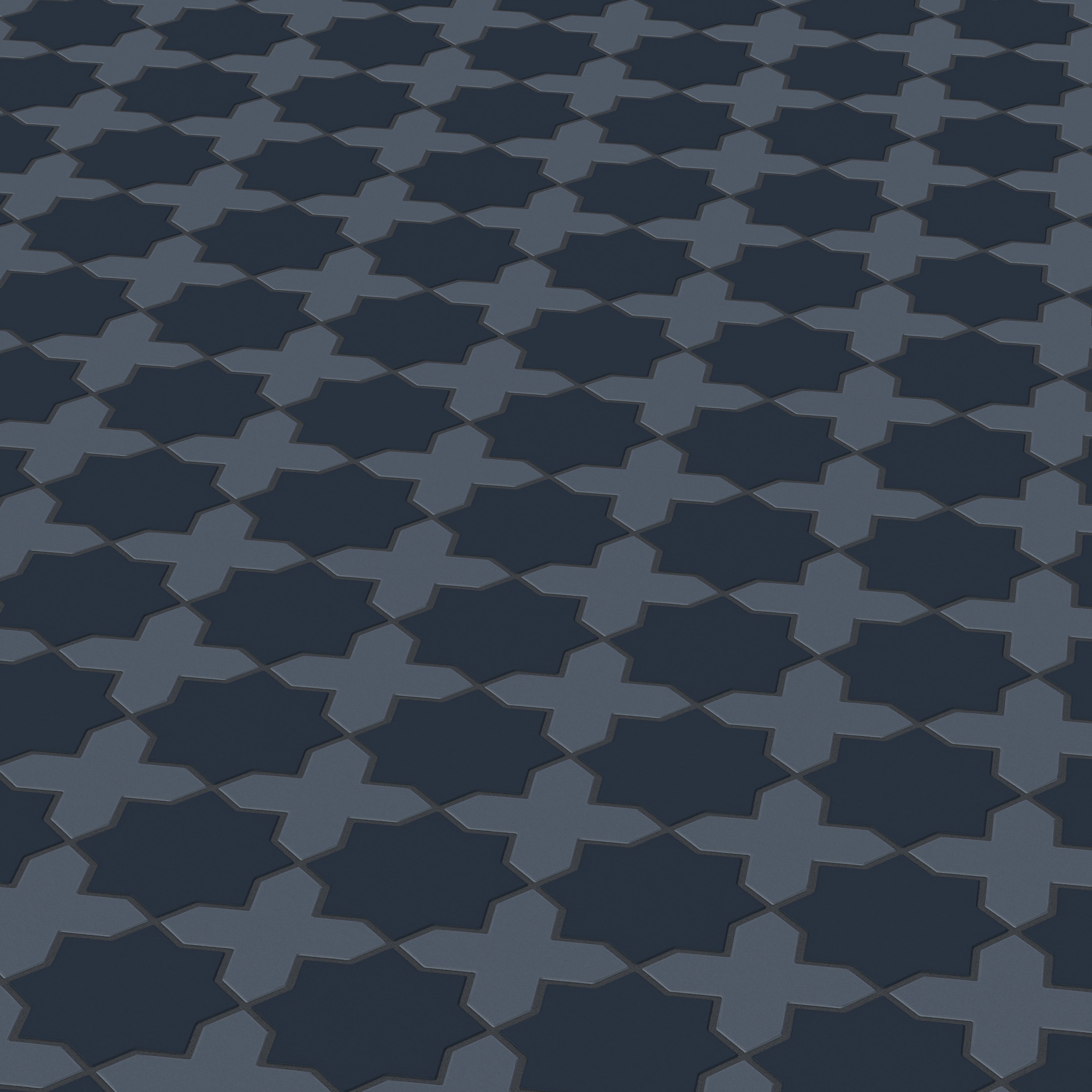 Mini Star & Cross Original Ceramic Tile in Navy Blue Matte & Slate Blue Matte