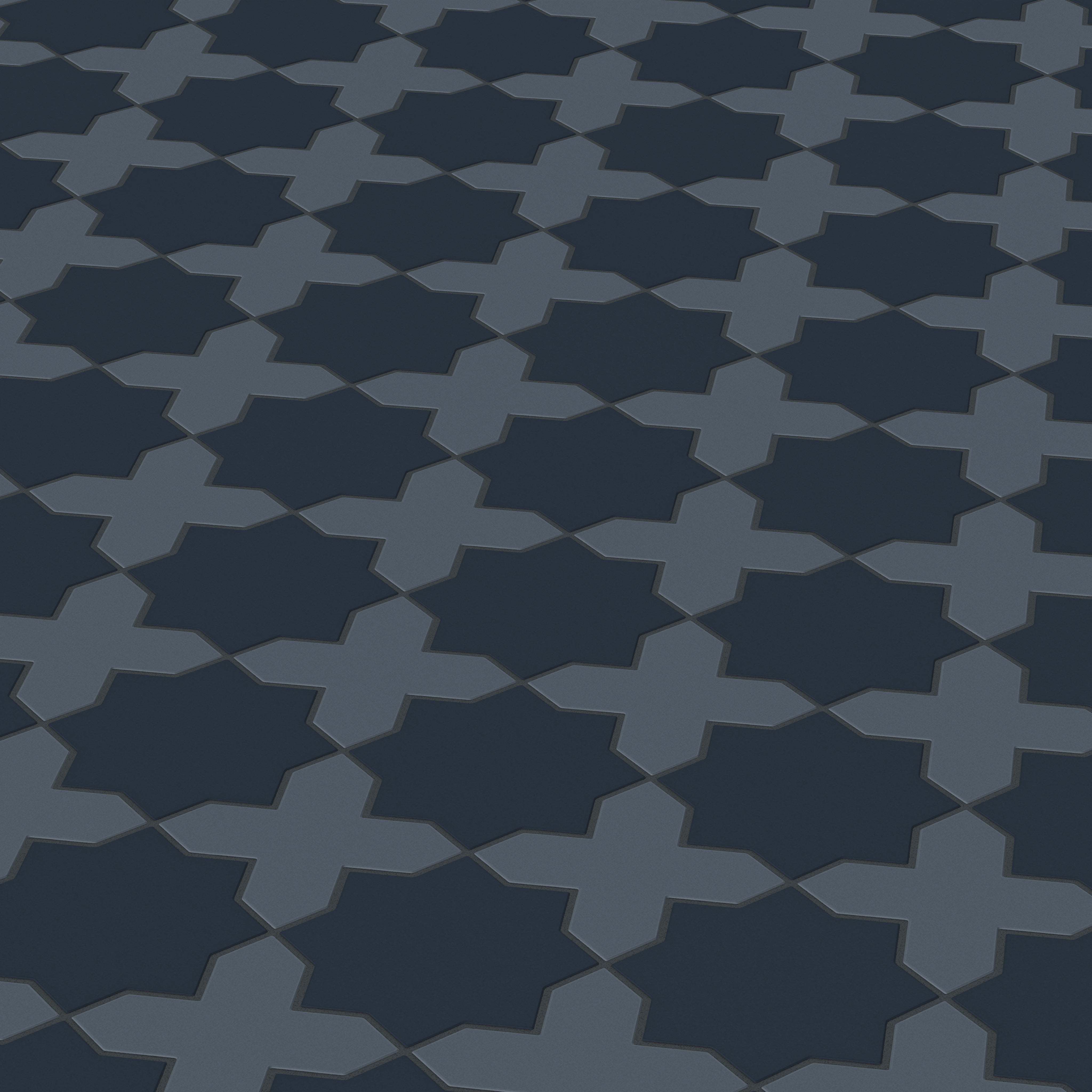 Star & Cross Original Ceramic Tile in Navy Blue Matte & Slate Blue Matte