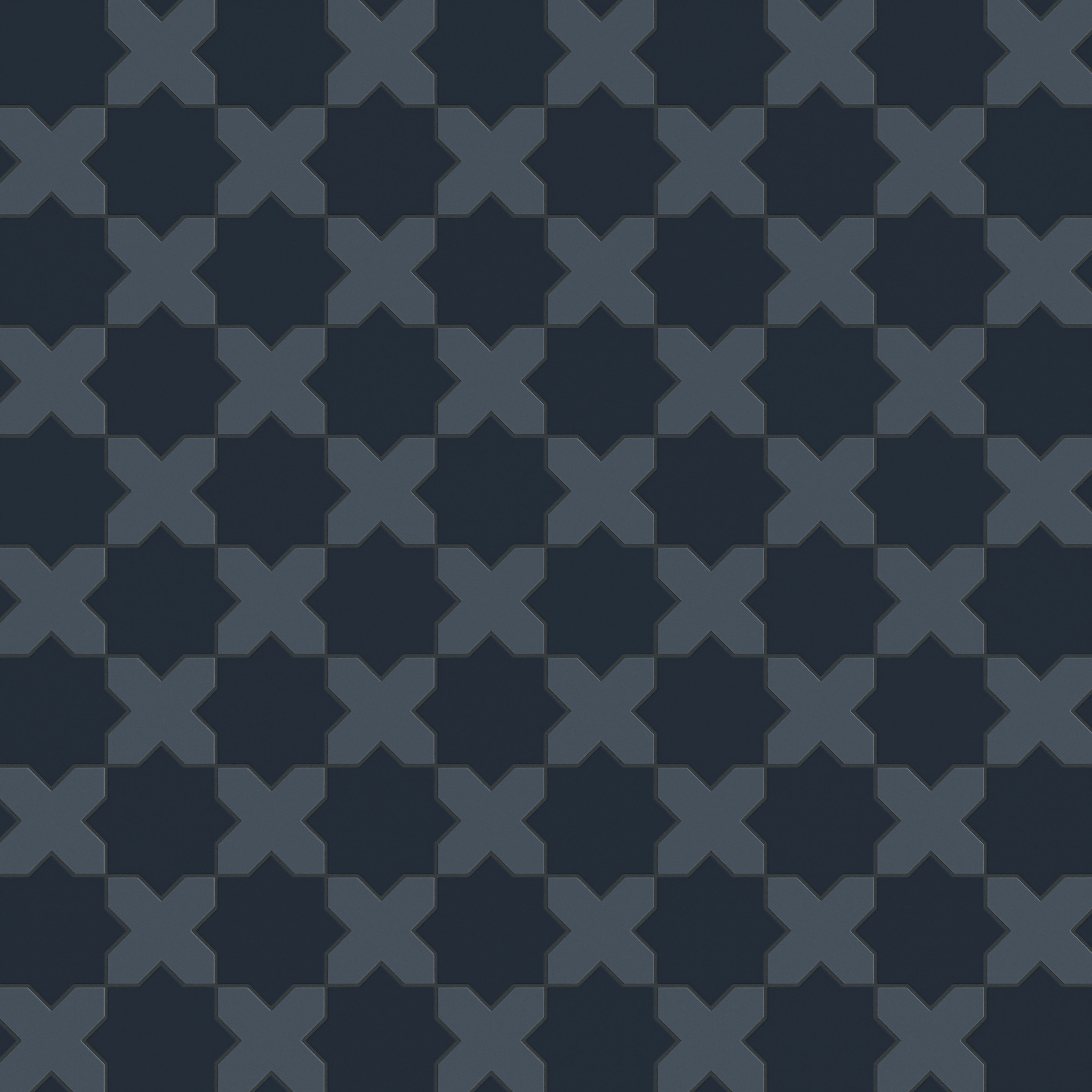 Star & Cross Original Ceramic Tile in Navy Blue Matte & Slate Blue Matte