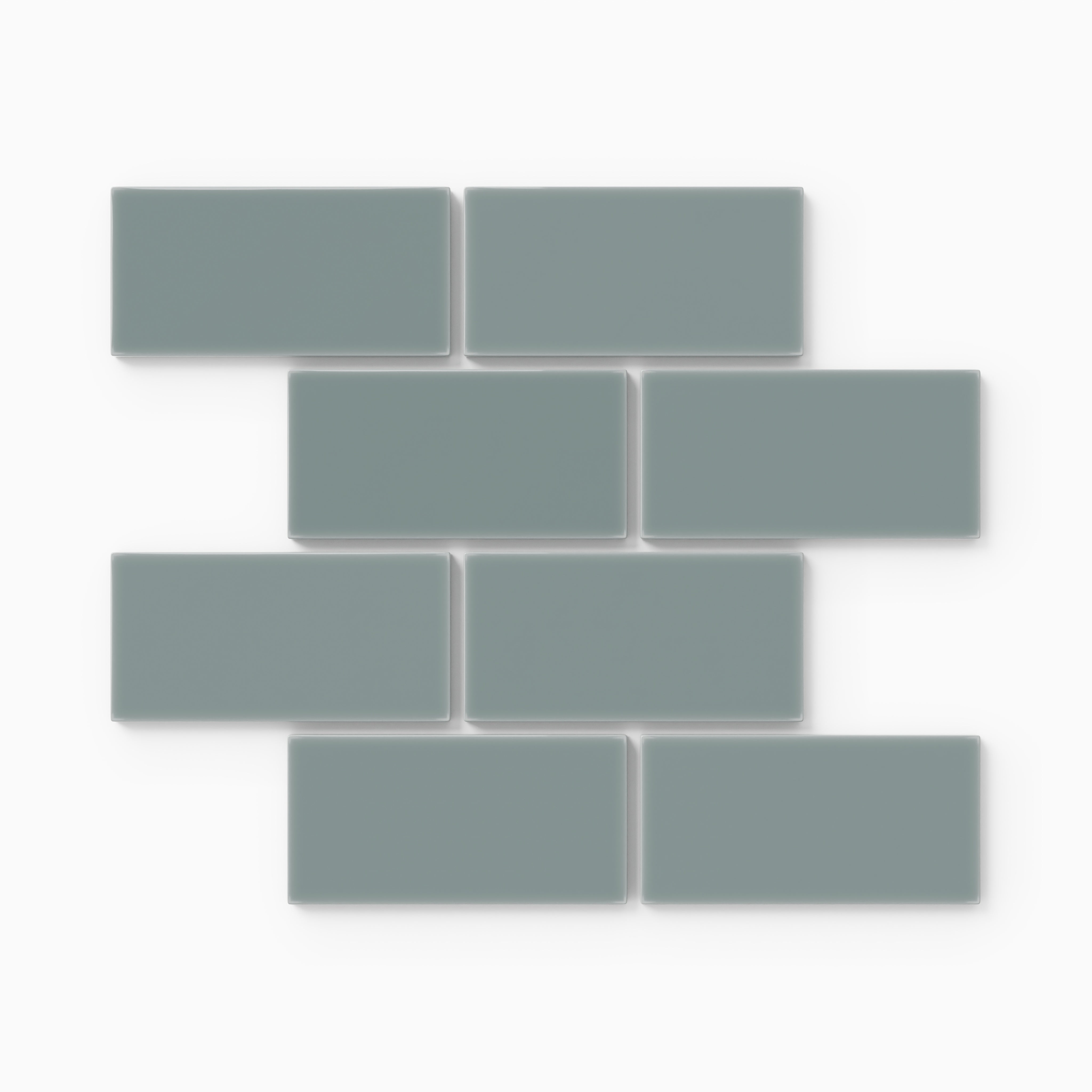 2x4 Half Offset Sheeted Natural Press Ceramic Mosaic Tile in North Fork Gloss