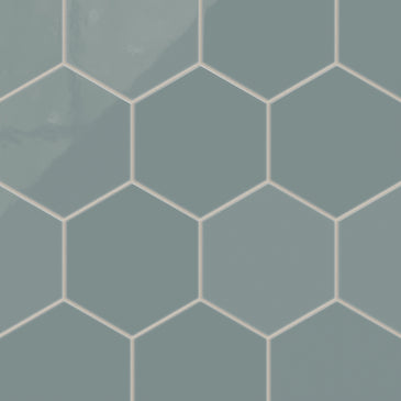 8" Hexagon Natural Press Ceramic Tile in North Fork Gloss