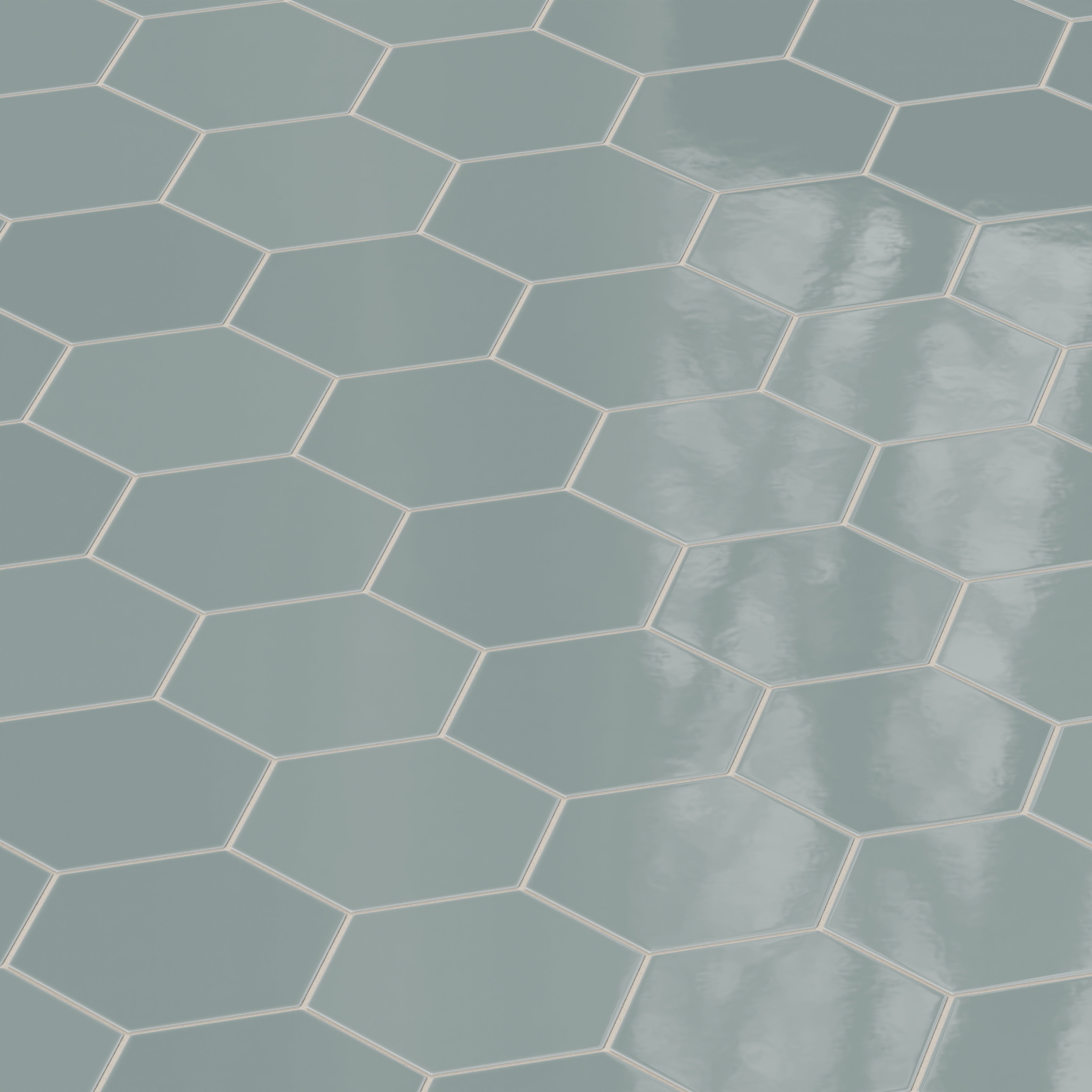 8" Hexagon Natural Press Ceramic Tile in North Fork Gloss