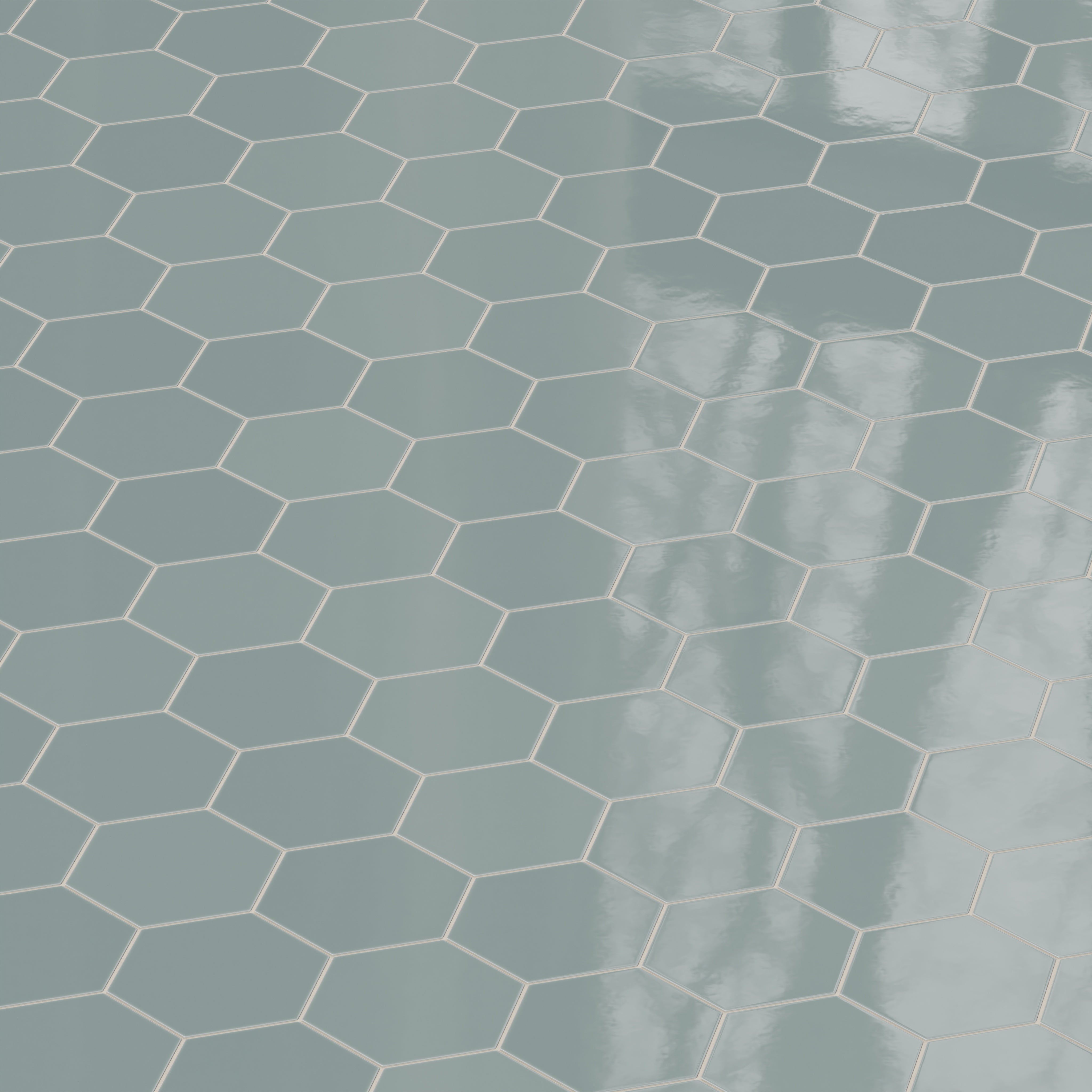 8" Hexagon Natural Press Ceramic Tile in North Fork Gloss