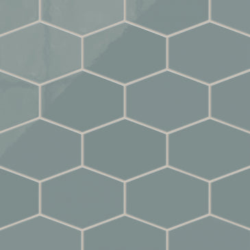 Elongated Hexagon Natural Press Ceramic Tile in North Fork Gloss