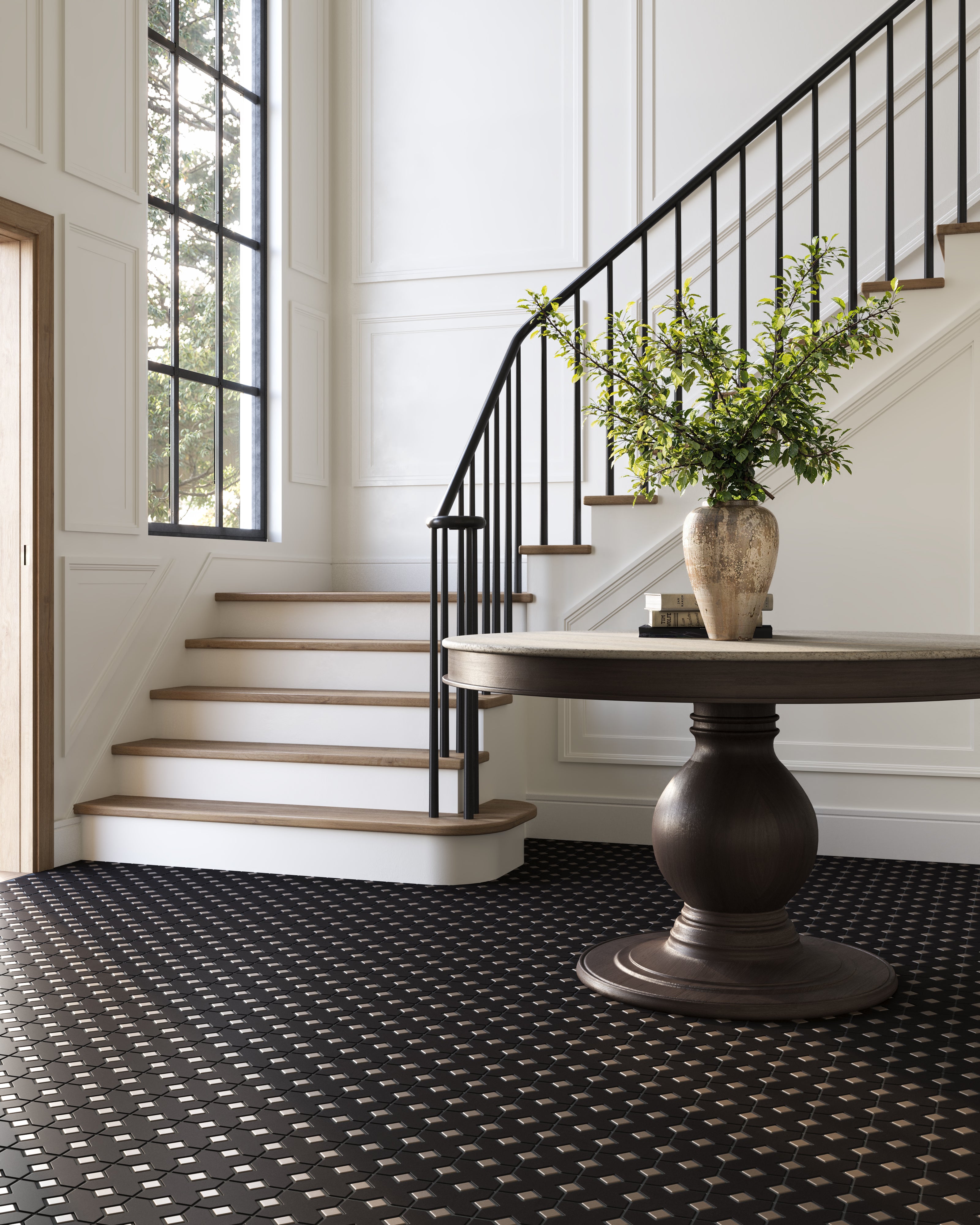 Hacienda Sheeted Original Ceramic Tile in Raven Matte & Cardamom Matte