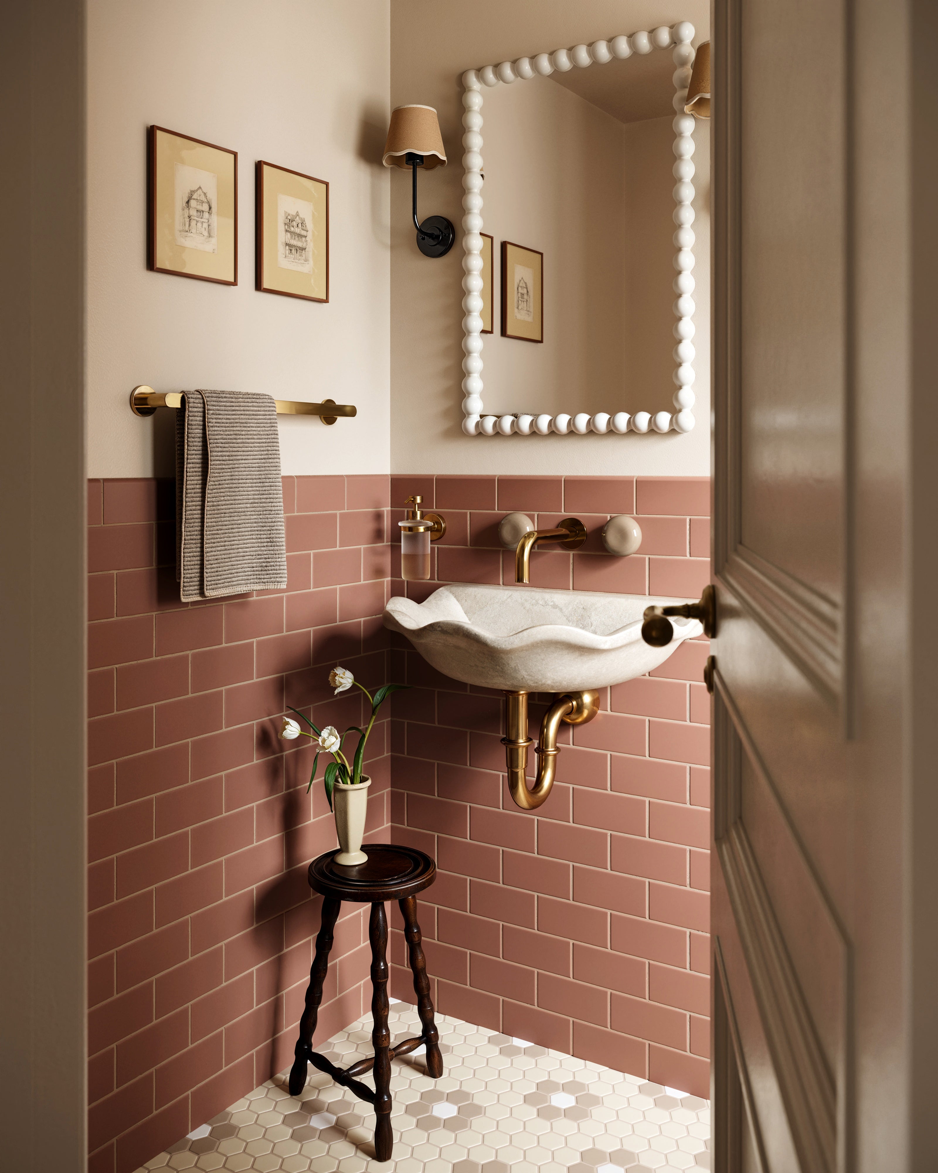 Flatiron Round Soap Dispenser in Polished Brass