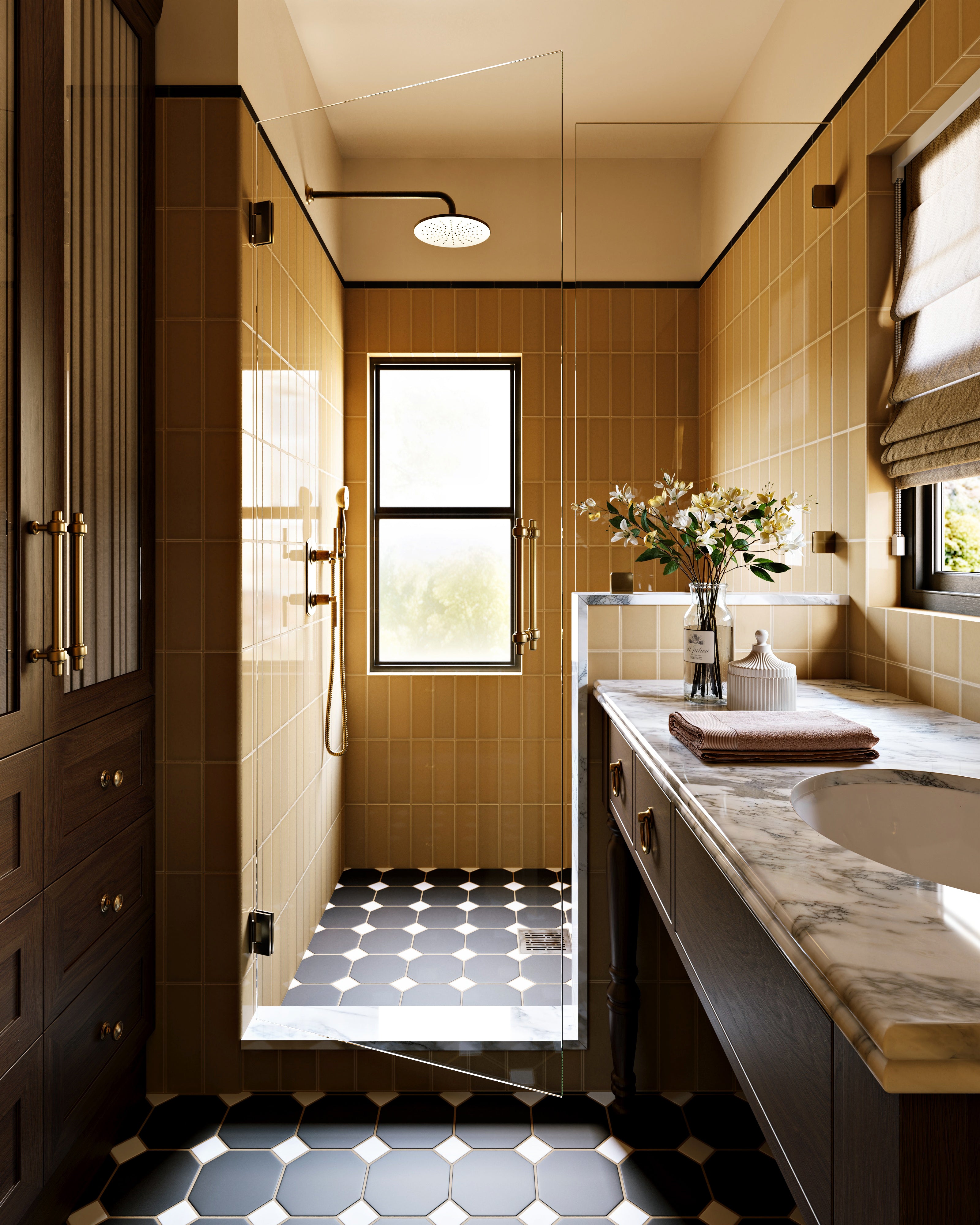 Gramercy Original Ceramic Tile in Raven Matte & Calcite Matte