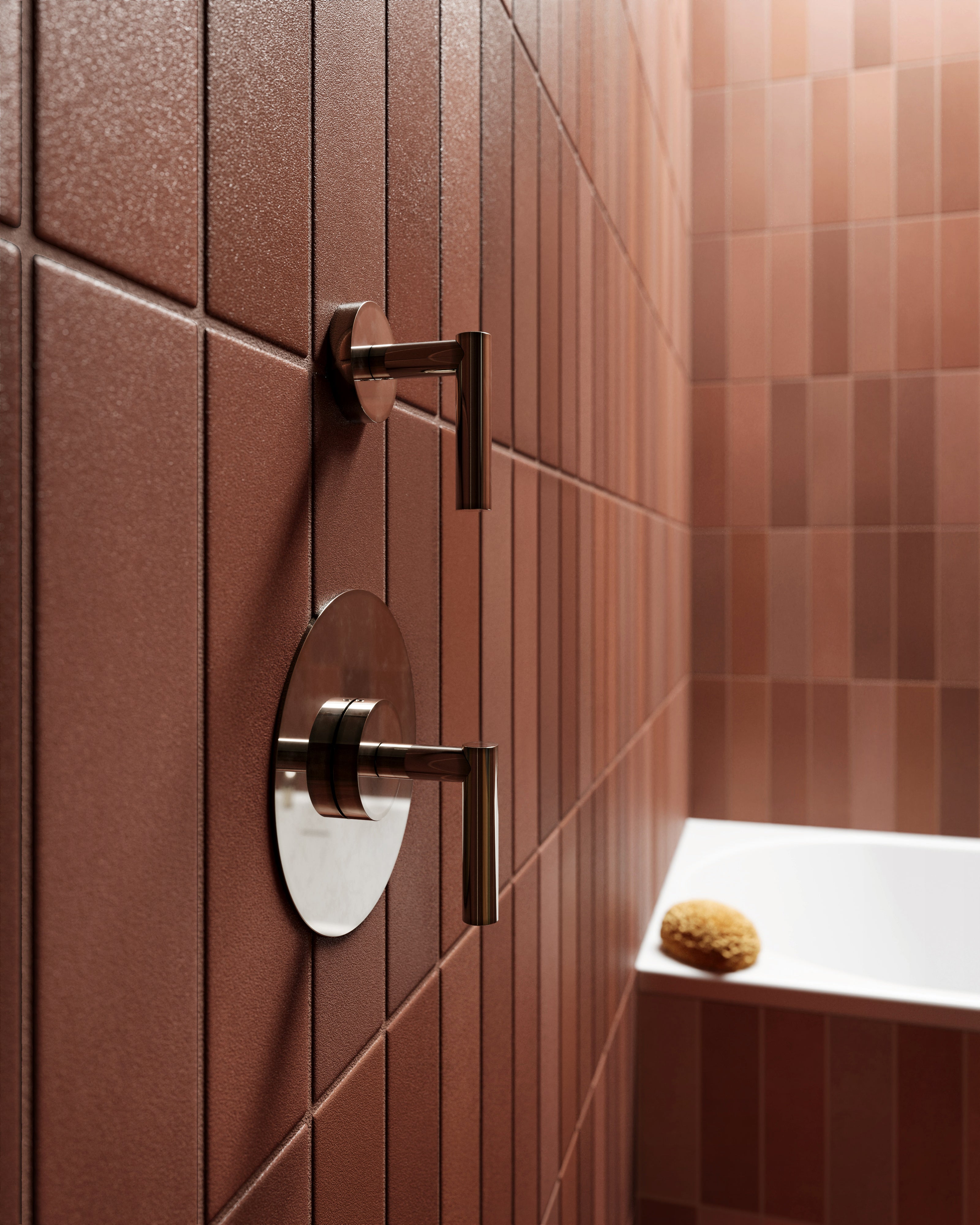 Contour One Handle Wall Mount Diverter/Volume Control Shower Trim with Soft Lever Handle in French Nickel