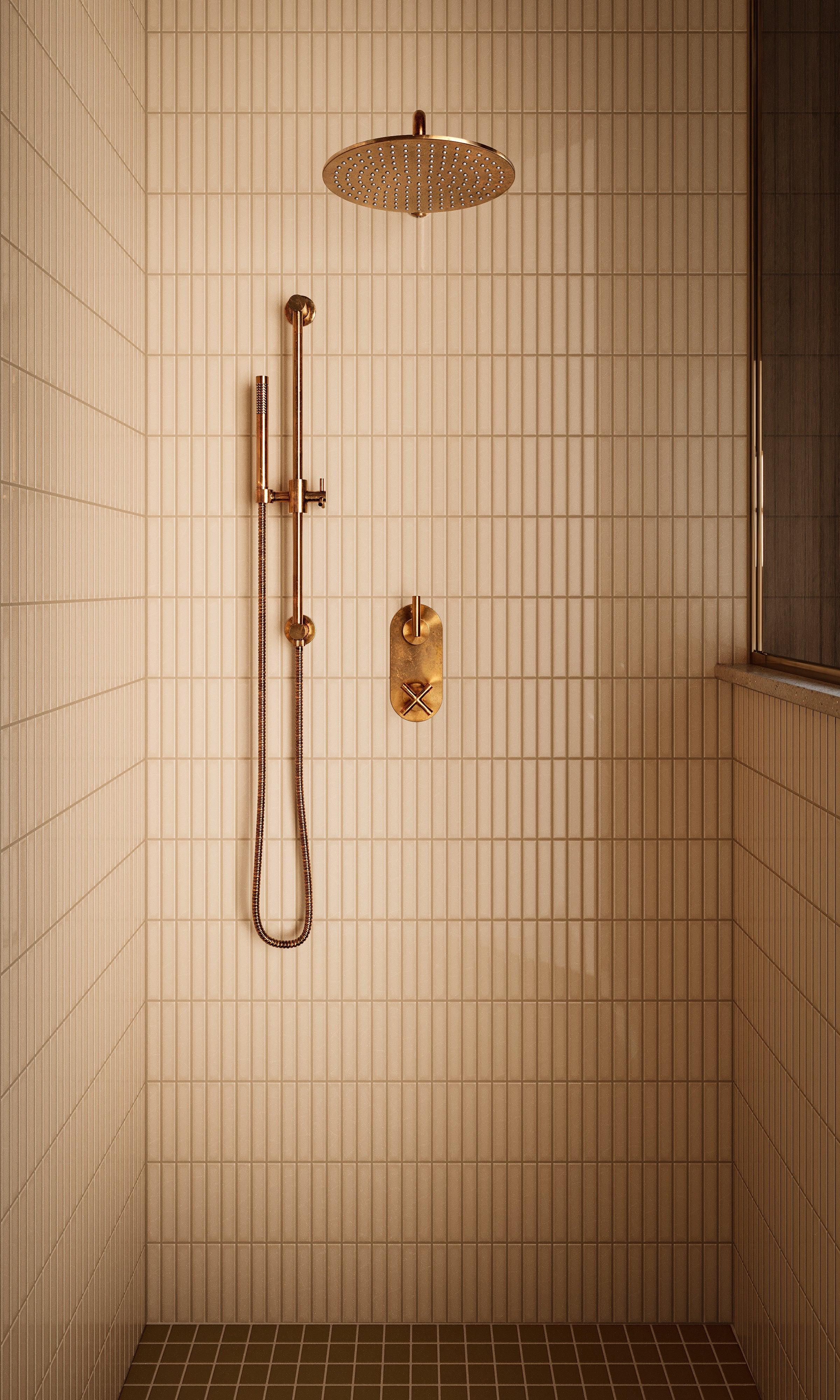 Contour & Foundry Positioning Bar Kit - Less Hand Shower in Uncoated Polished Brass