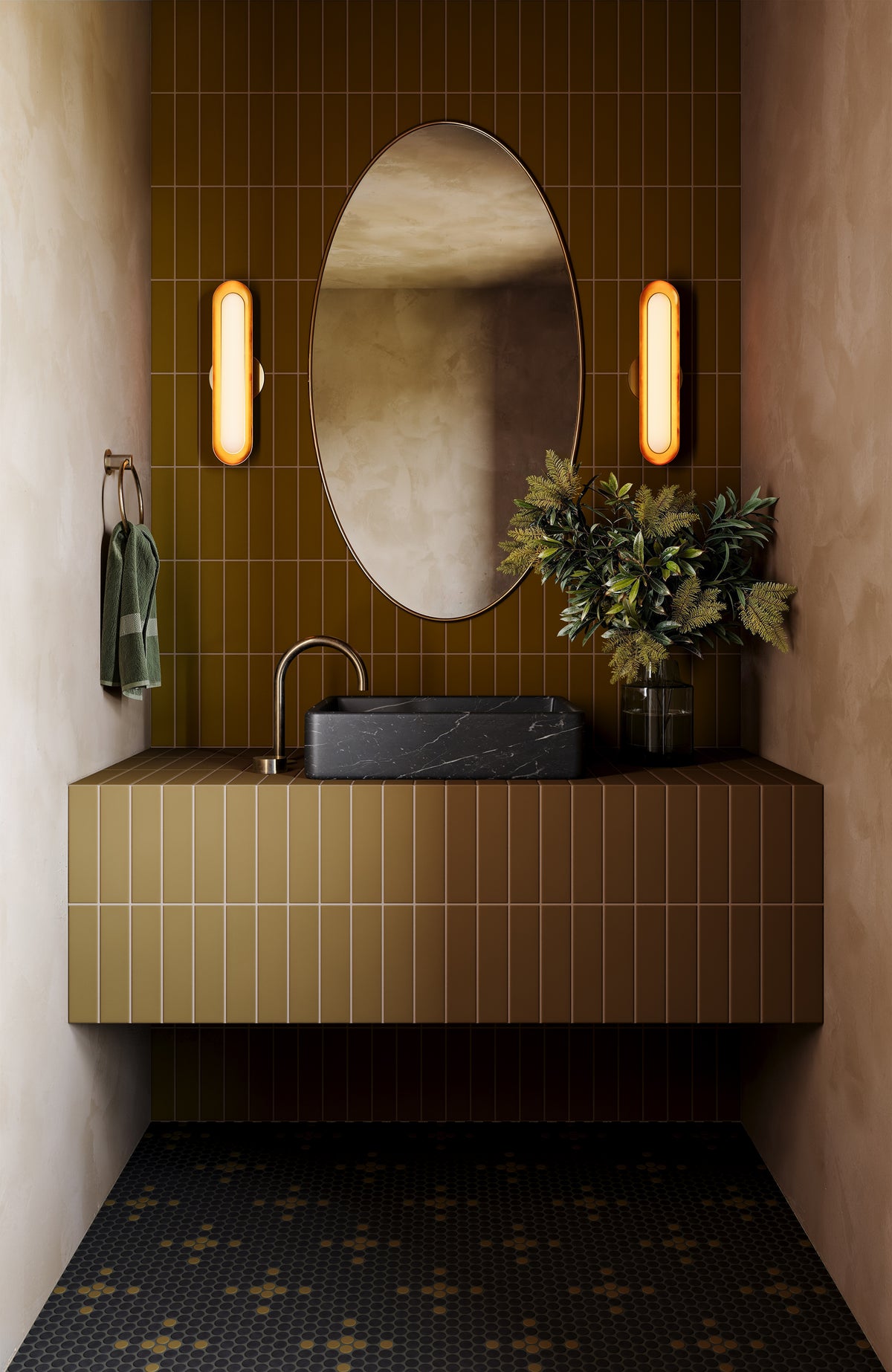 Foundry One Handle Deck Mount Gooseneck Lavatory Faucet with Barrel Knob Handle in Uncoated Polished Brass